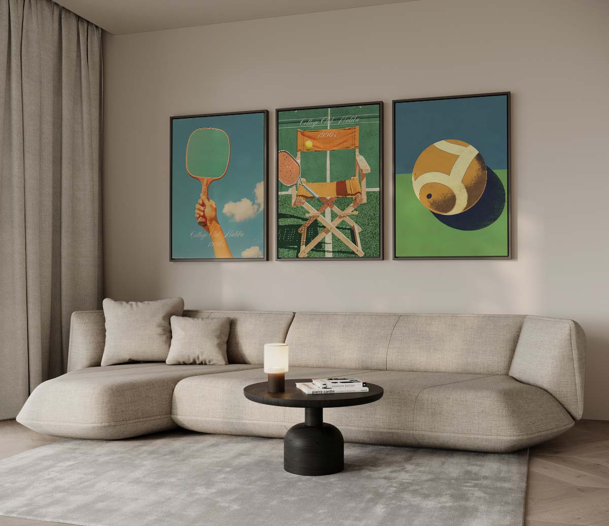 Sportieve collage in retro kleuren Kunstwerk-canvas-dibond-plexiglas-wanddecoratie-WallArtistic