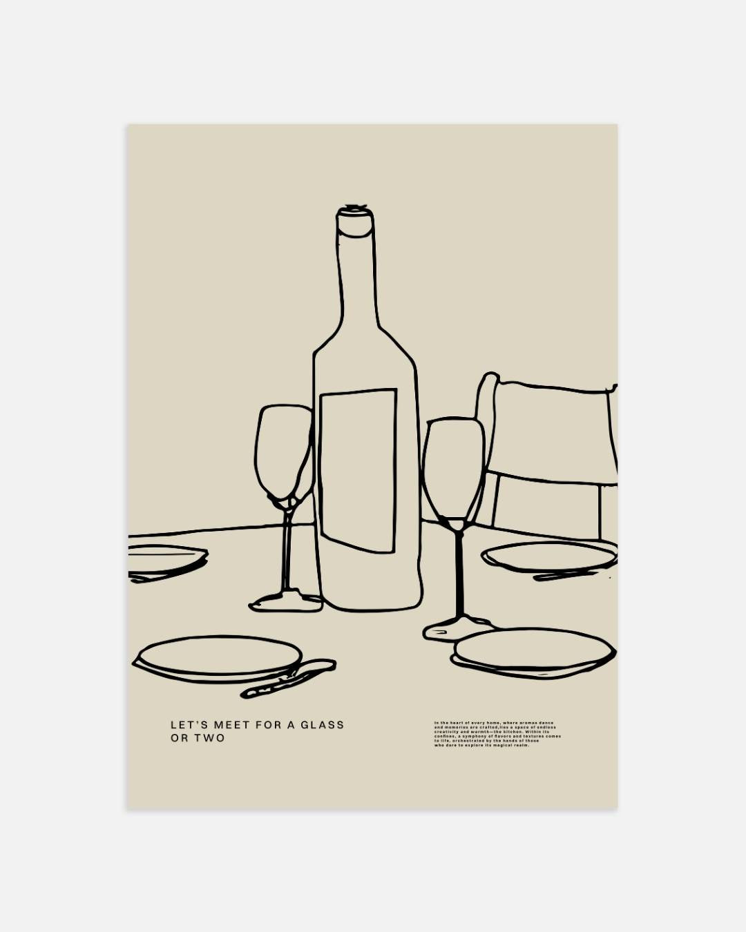 Wijnglazen en fles Poster