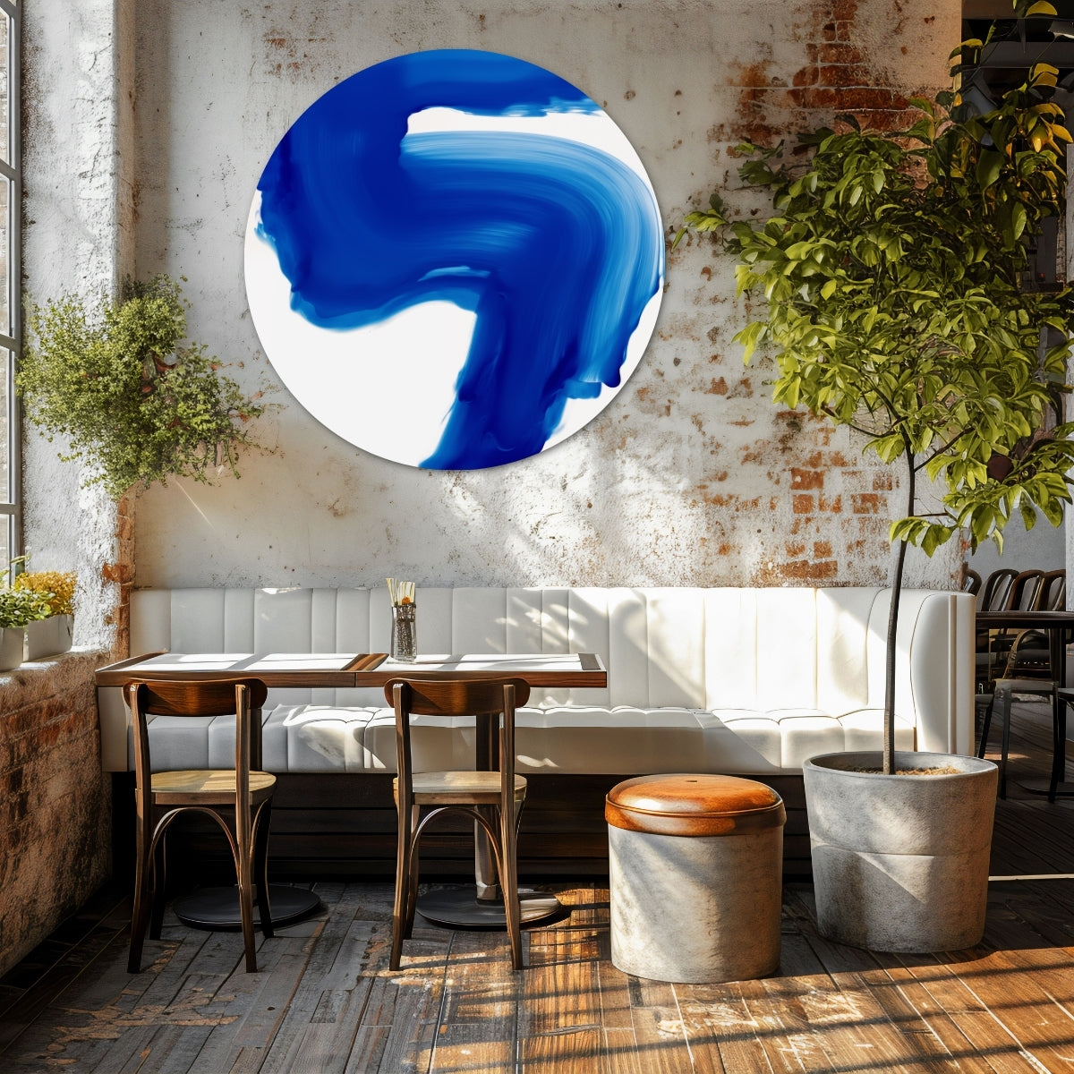 Blauwe Streep Muurcirkel-WallArtistic