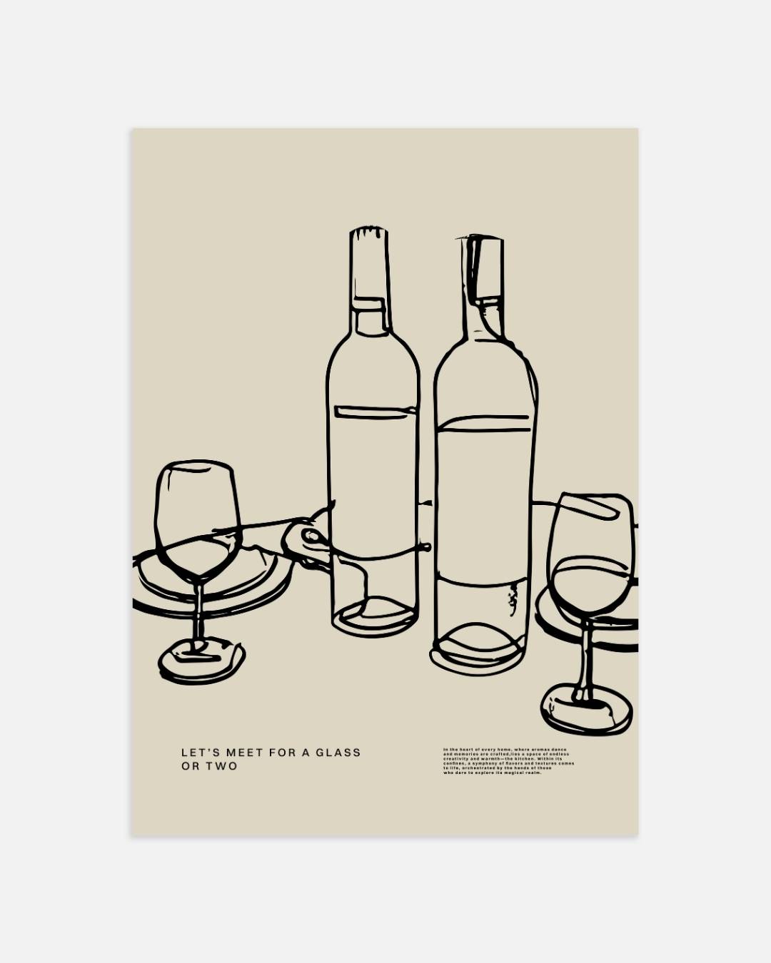 Wijnflessen en glazen Poster