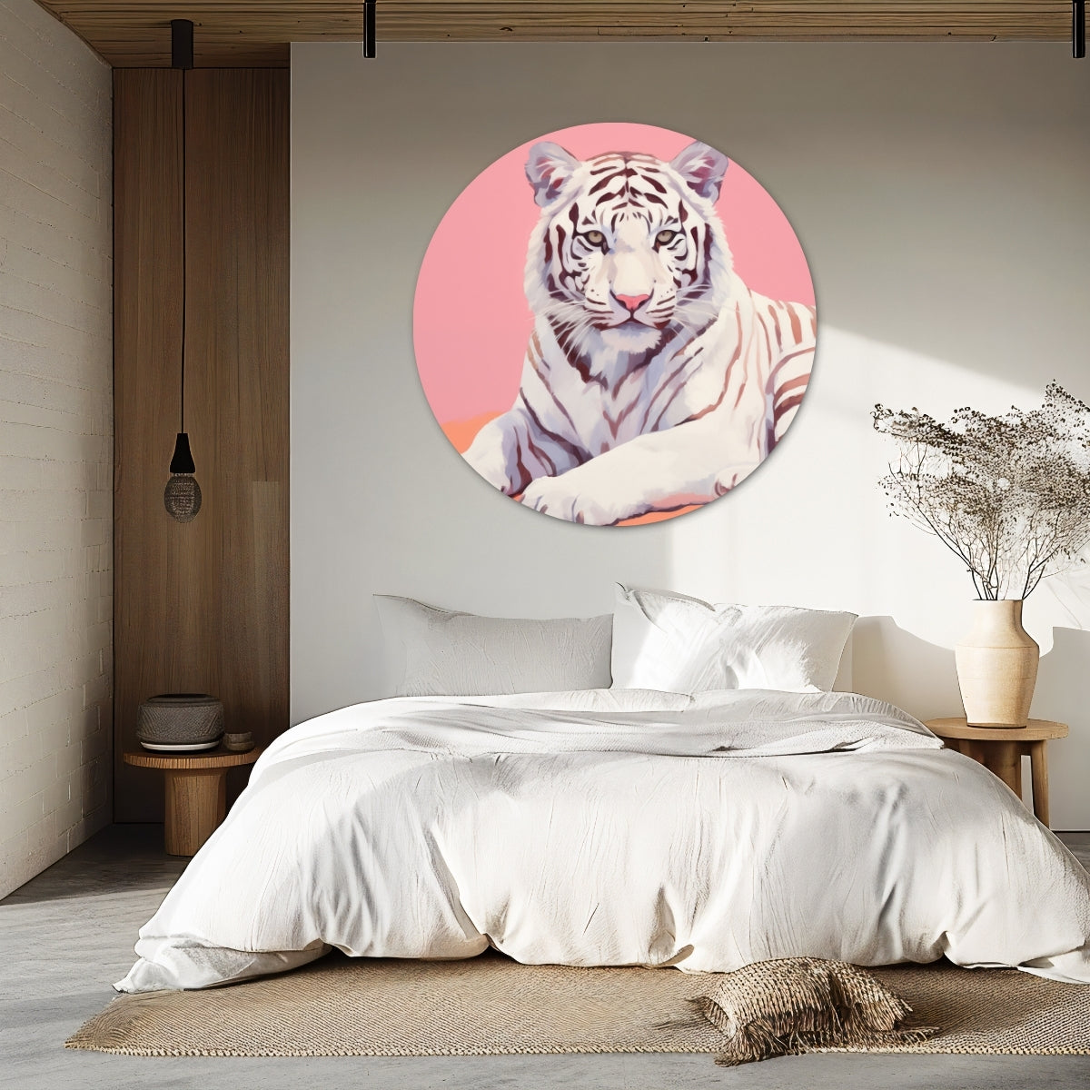 Witte Tijger Muurcirkel-WallArtistic
