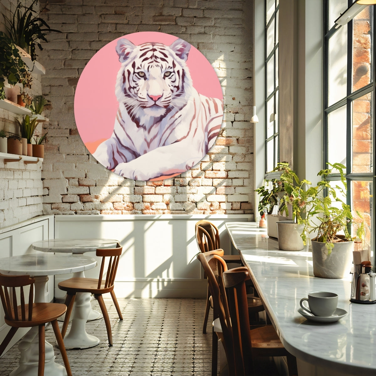 Witte Tijger Muurcirkel-WallArtistic