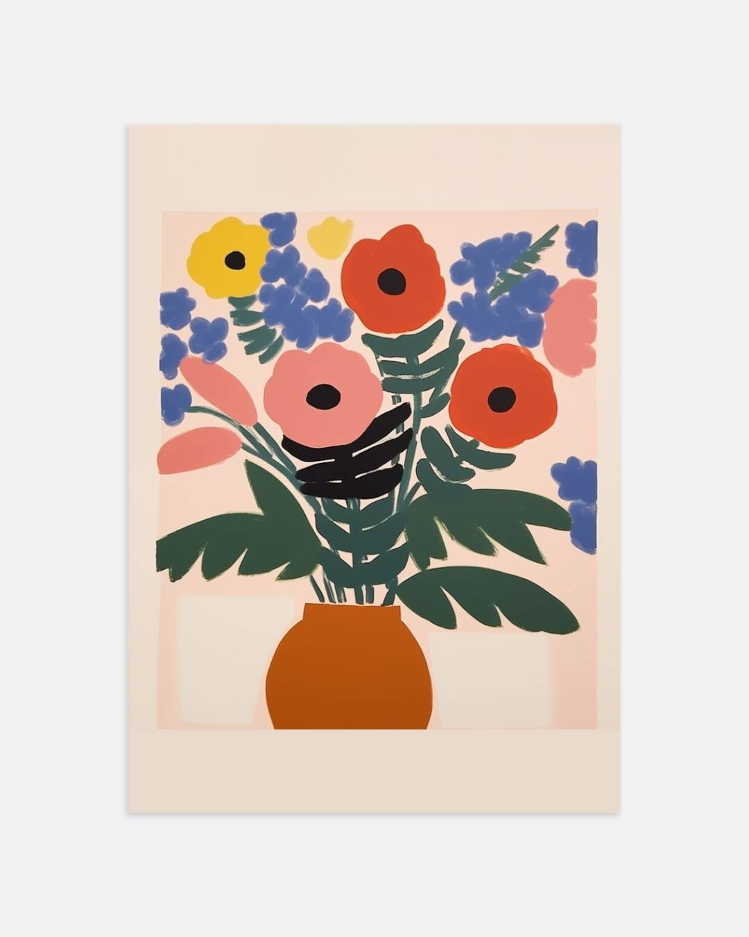 Bloemen in oranje vaas Poster