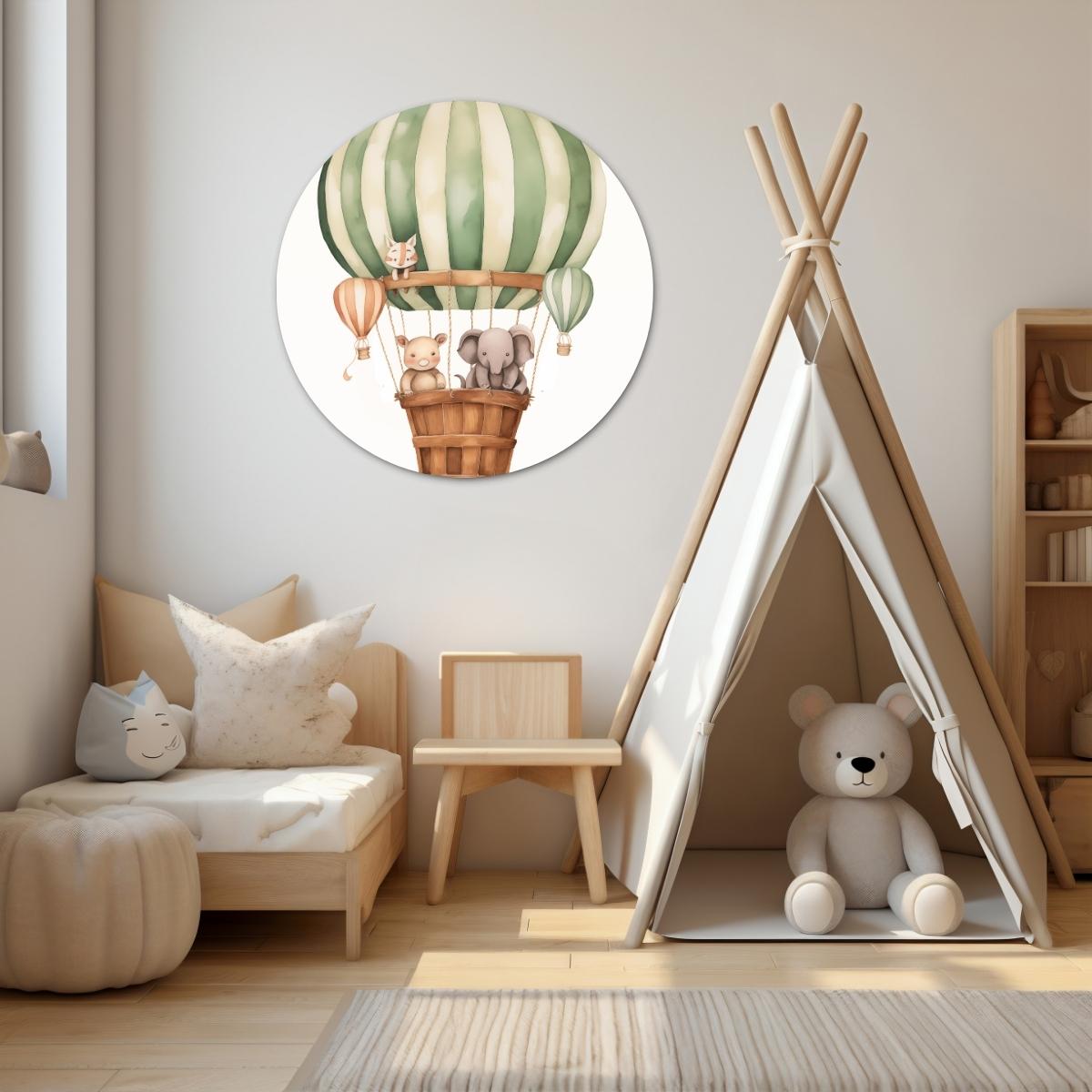 Luchtballon avontuur Muurcirkel-WallArtistic