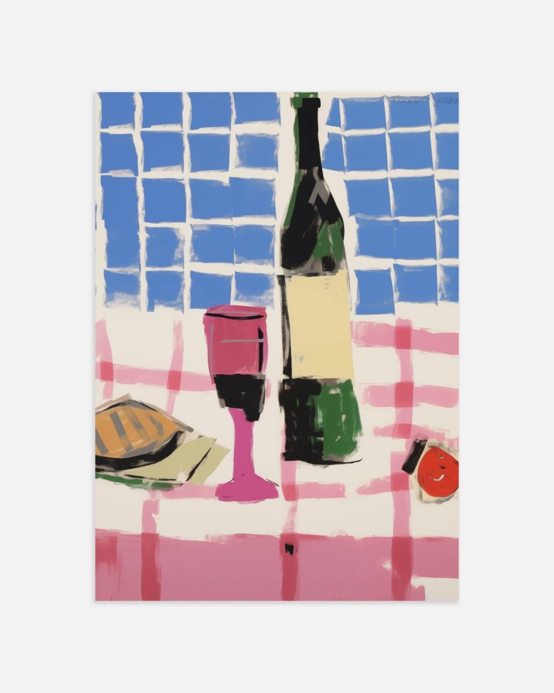 Wijnfles en glas Poster