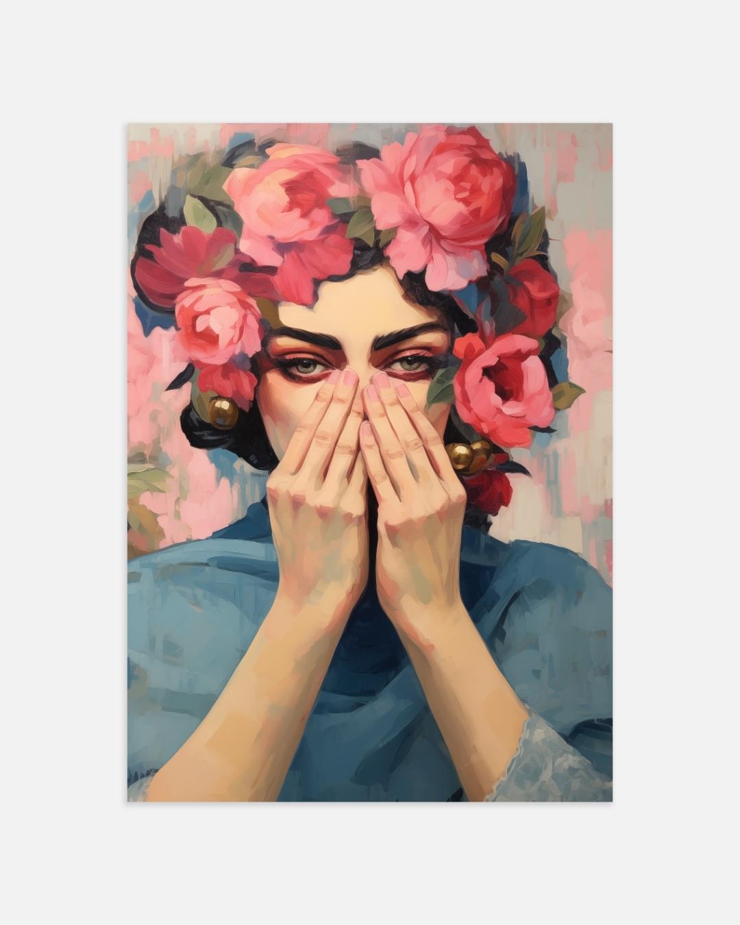 Vrouw met bloemenkroon Poster