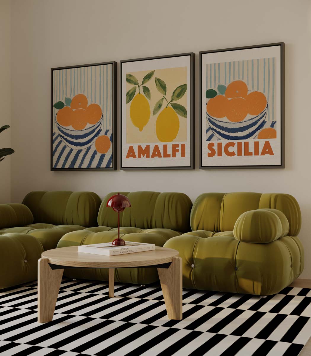 Mediterrane fruitschaal met citrusthema Kunstwerk-canvas-dibond-plexiglas-wanddecoratie-WallArtistic