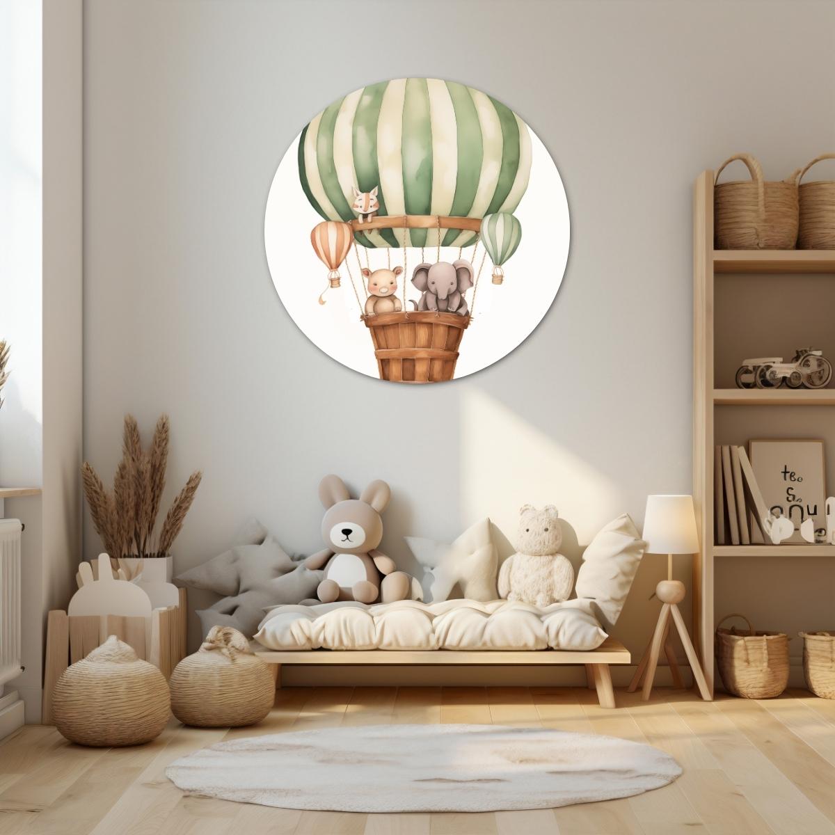 Luchtballon avontuur Muurcirkel-WallArtistic
