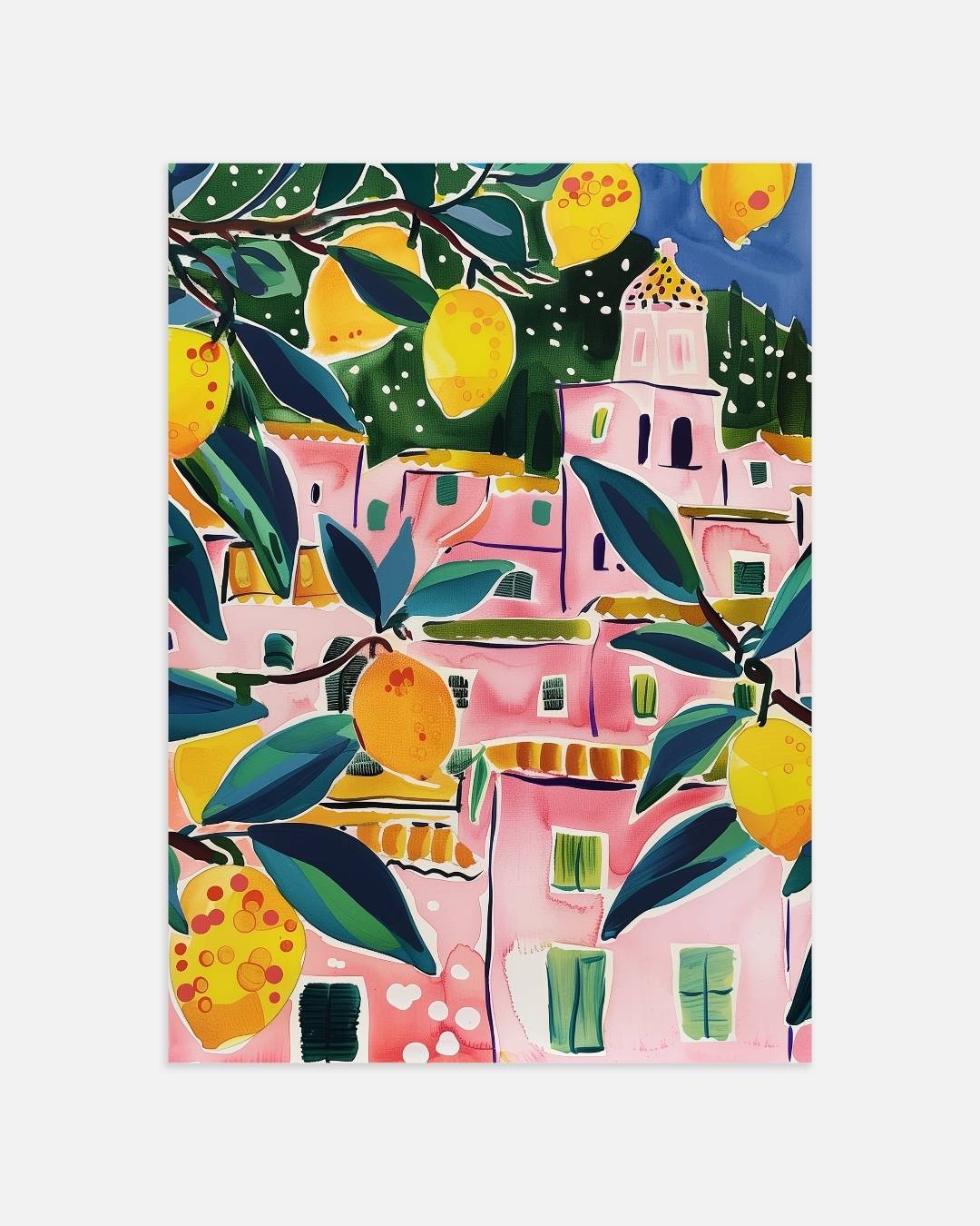 Mediterrane citroenstad Poster