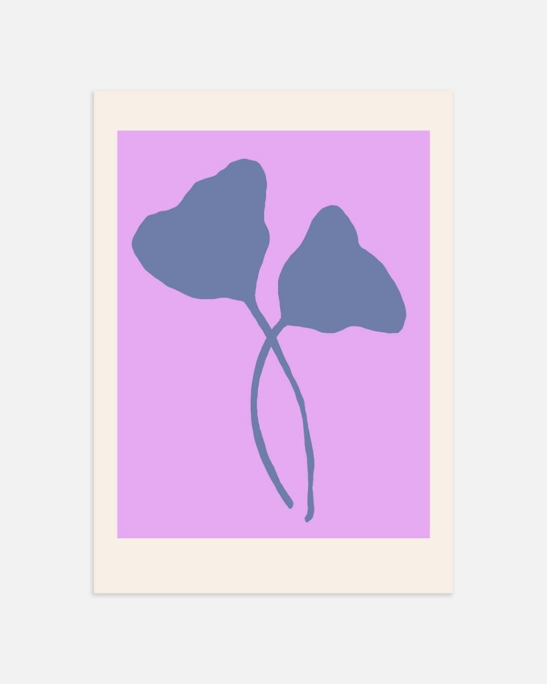 Minimalistisch blauw blad op roze Poster