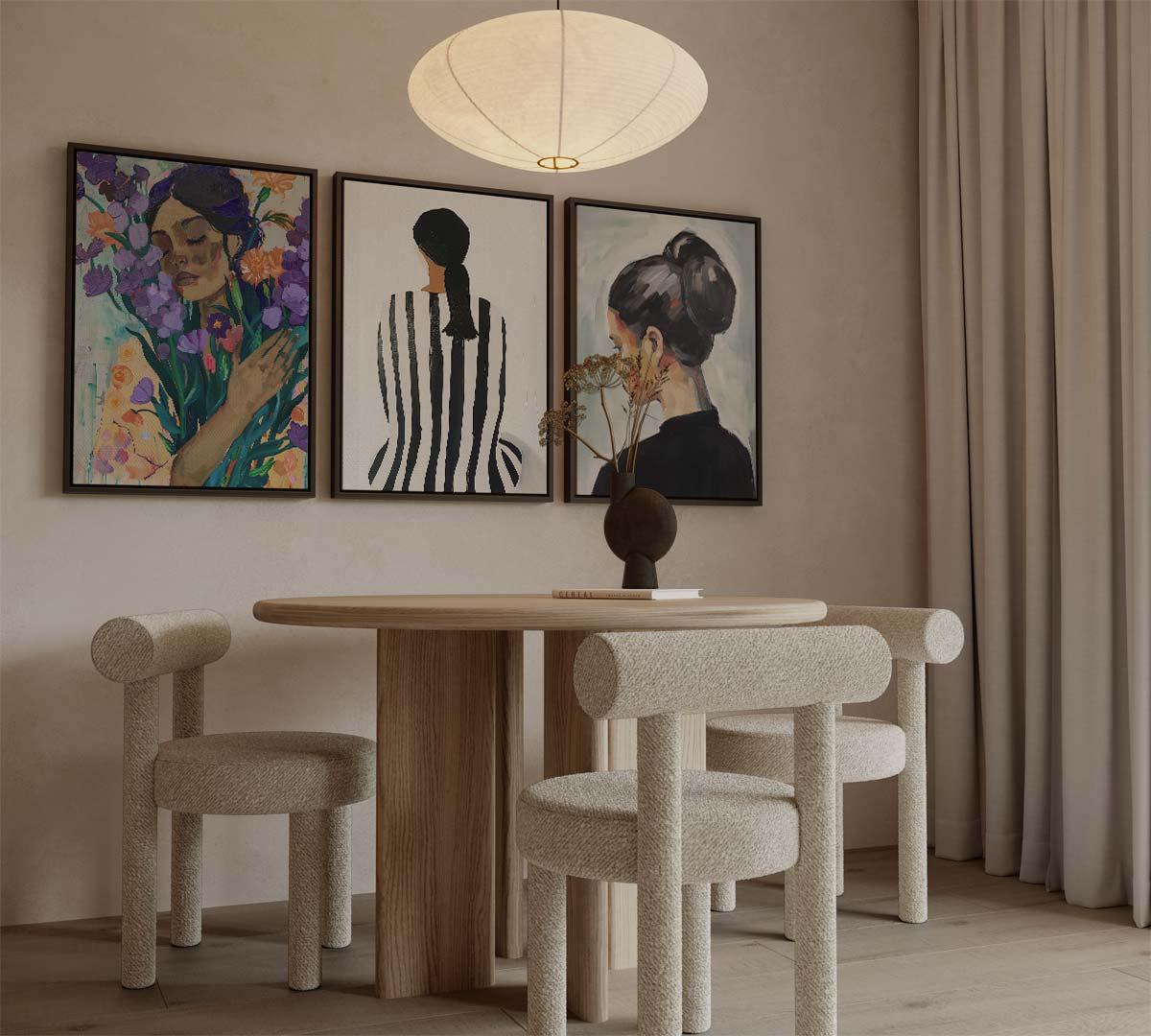 Vrouwenportretten in expressieve stijl Kunstwerk-canvas-dibond-plexiglas-wanddecoratie-WallArtistic