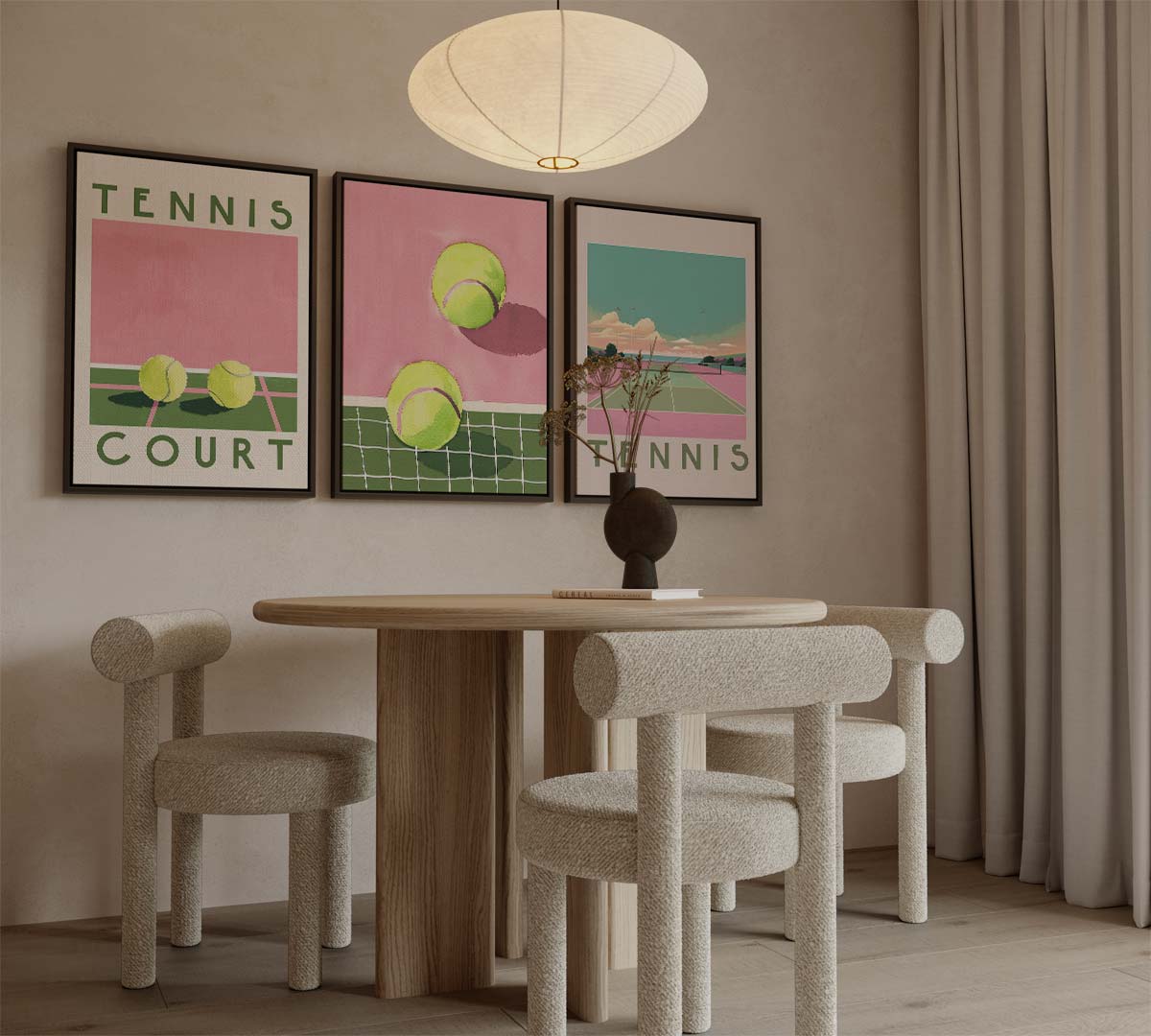 Tennis in retro pop-artstijl Kunstwerk-canvas-dibond-plexiglas-wanddecoratie-WallArtistic