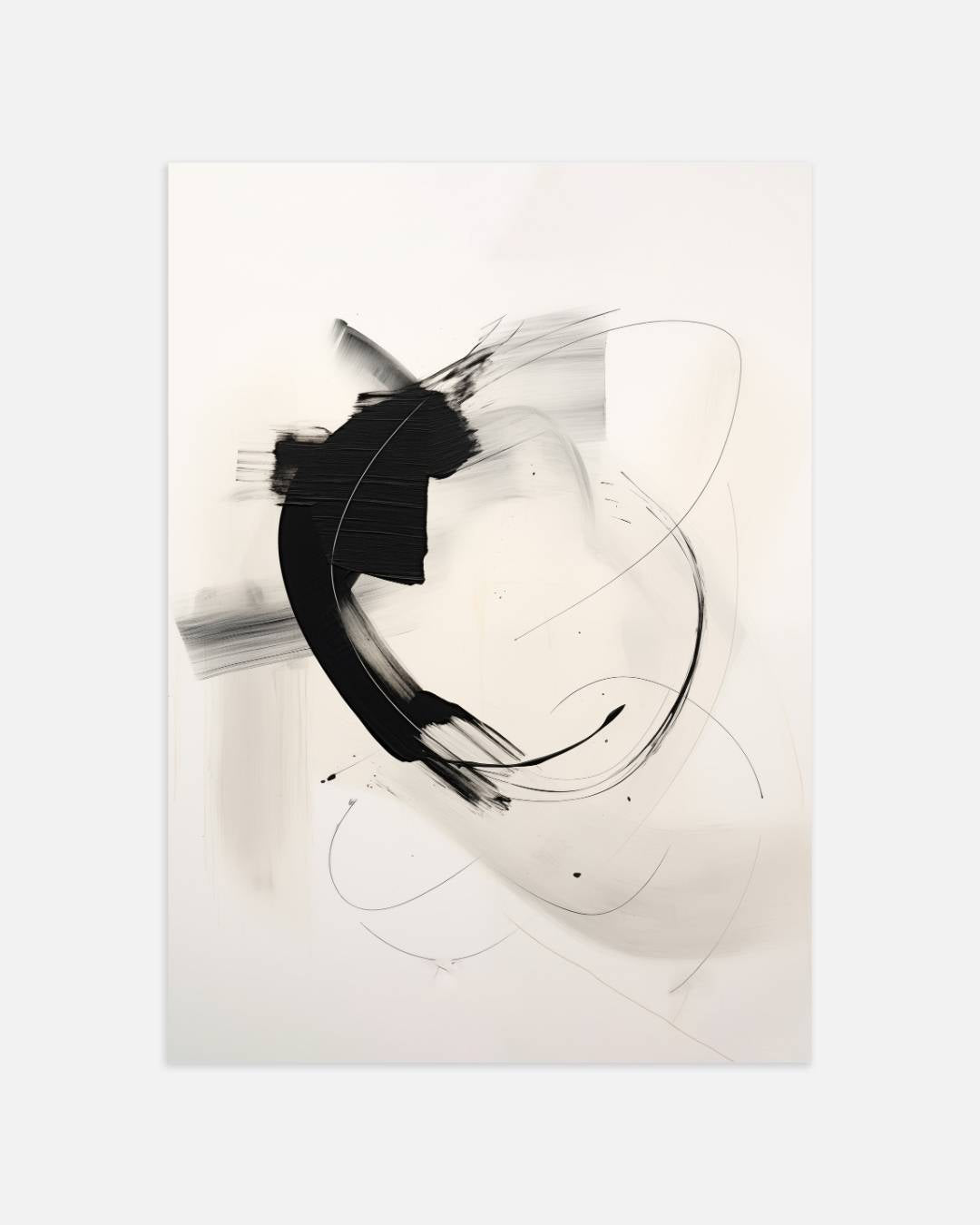 Abstracte penseelstreken in zwart-wit Poster