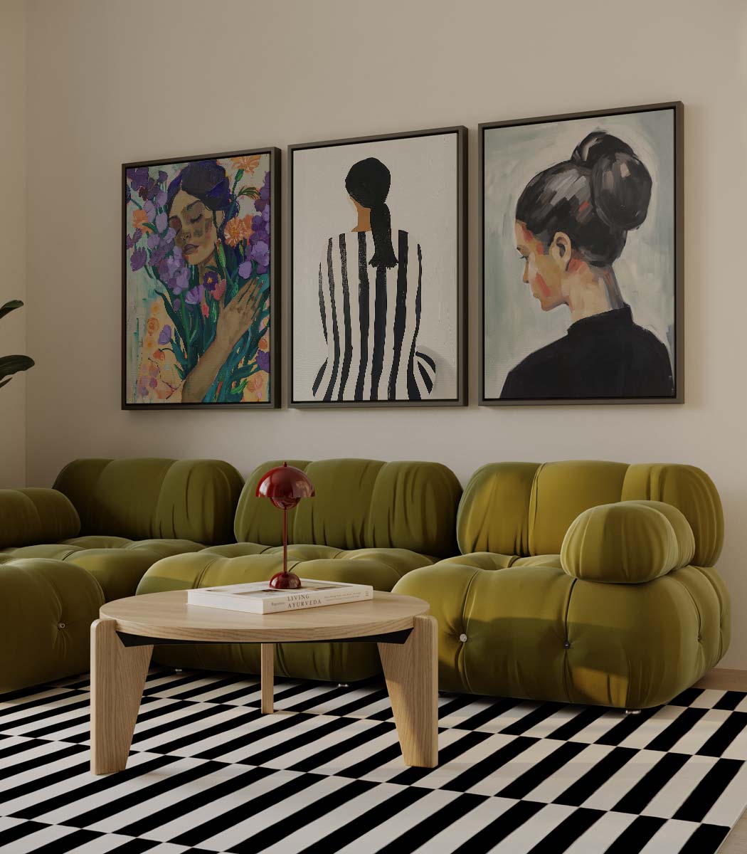 Vrouwenportretten in expressieve stijl Kunstwerk-canvas-dibond-plexiglas-wanddecoratie-WallArtistic