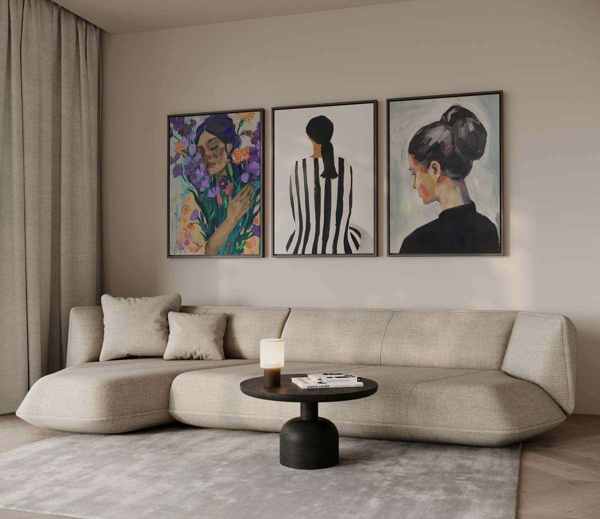 Vrouwenportretten in expressieve stijl Kunstwerk-canvas-dibond-plexiglas-wanddecoratie-WallArtistic