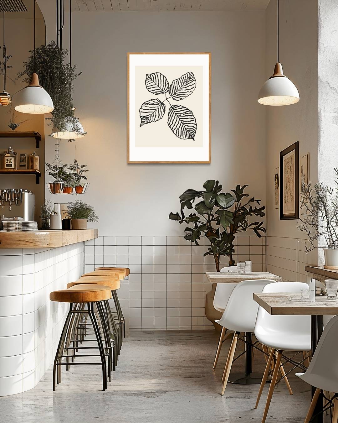 Monochroom bladeren Poster