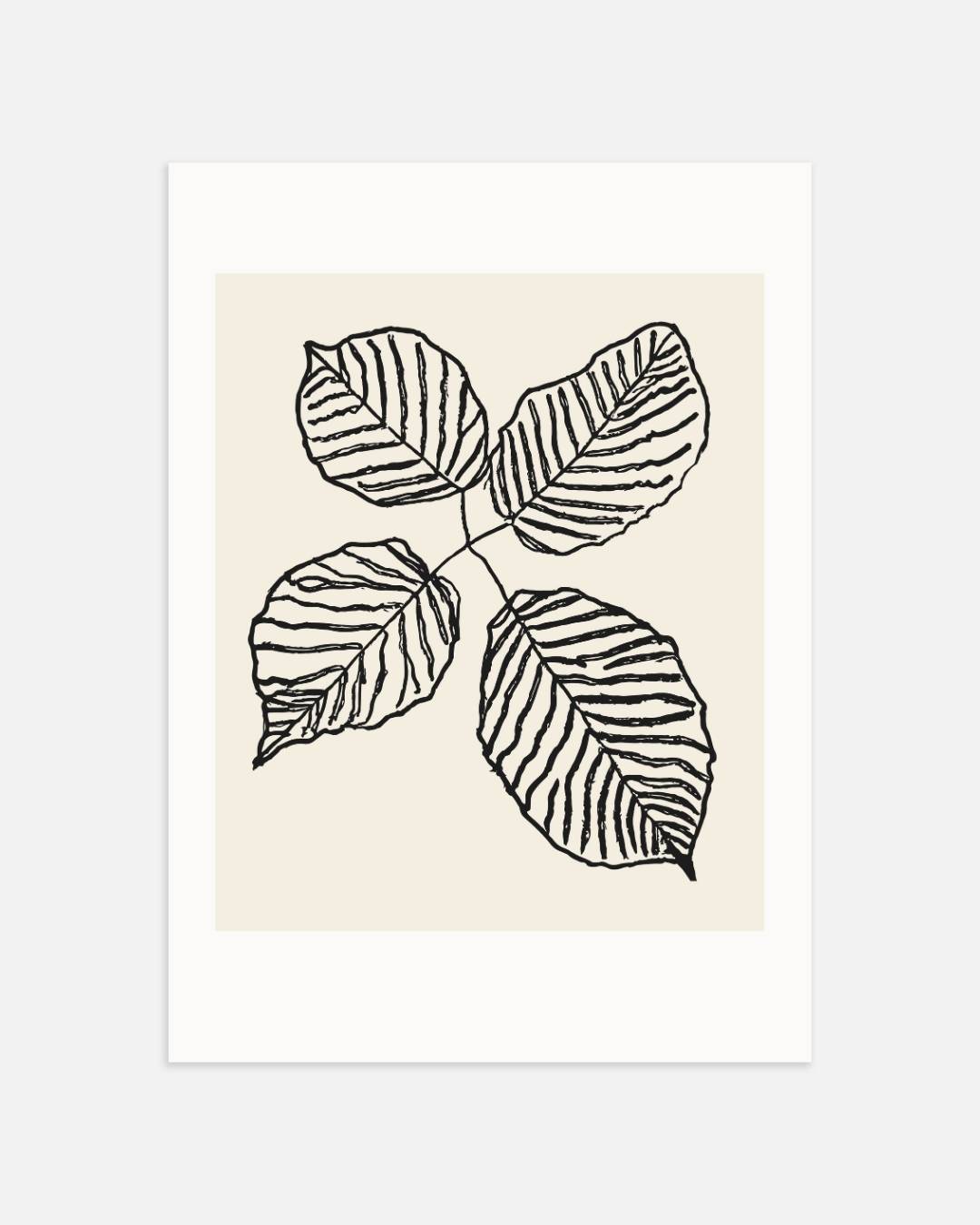 Monochroom bladeren Poster