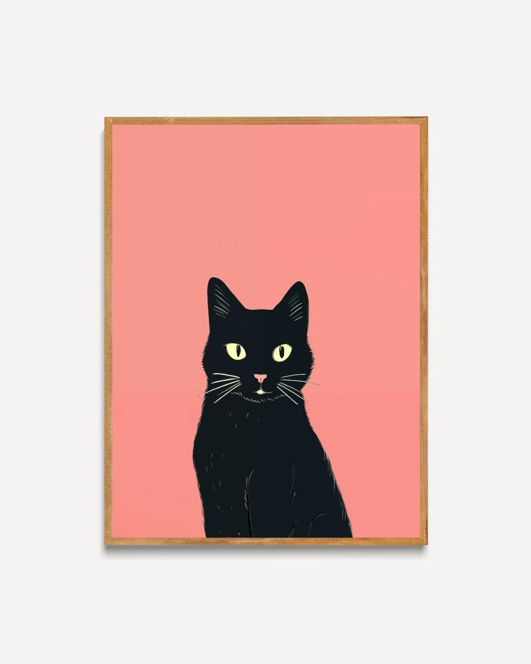 Schwarze Katze auf rosa Hintergrundplakat