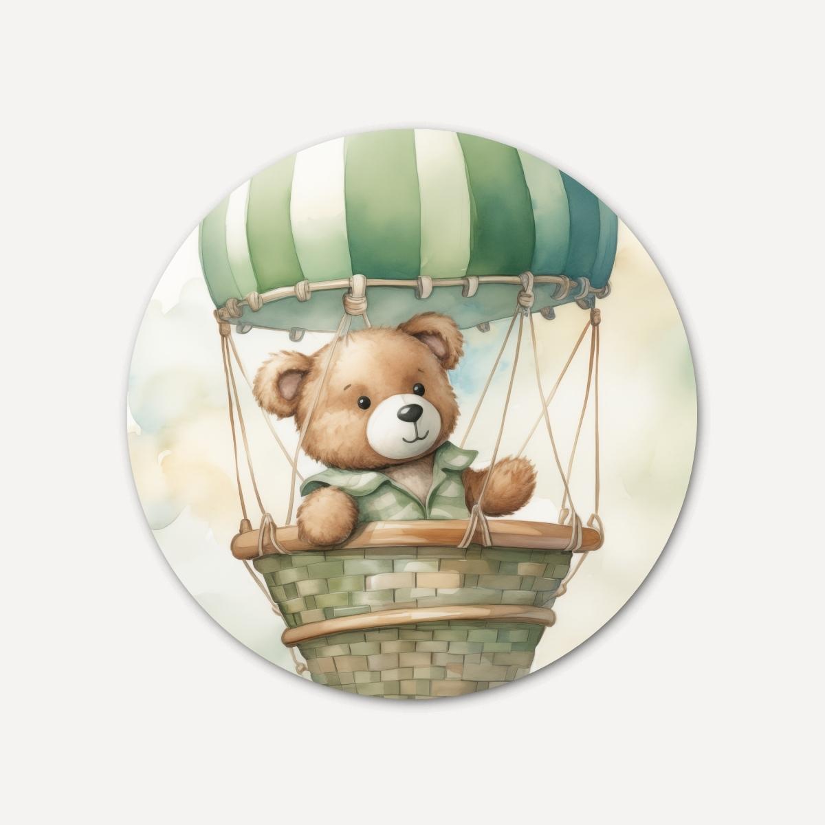 Teddy in luchtballon Muurcirkel-WallArtistic