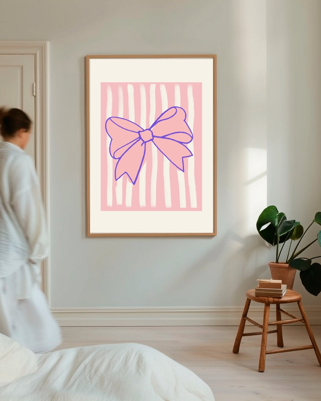 Strik op Roze Strepen Poster