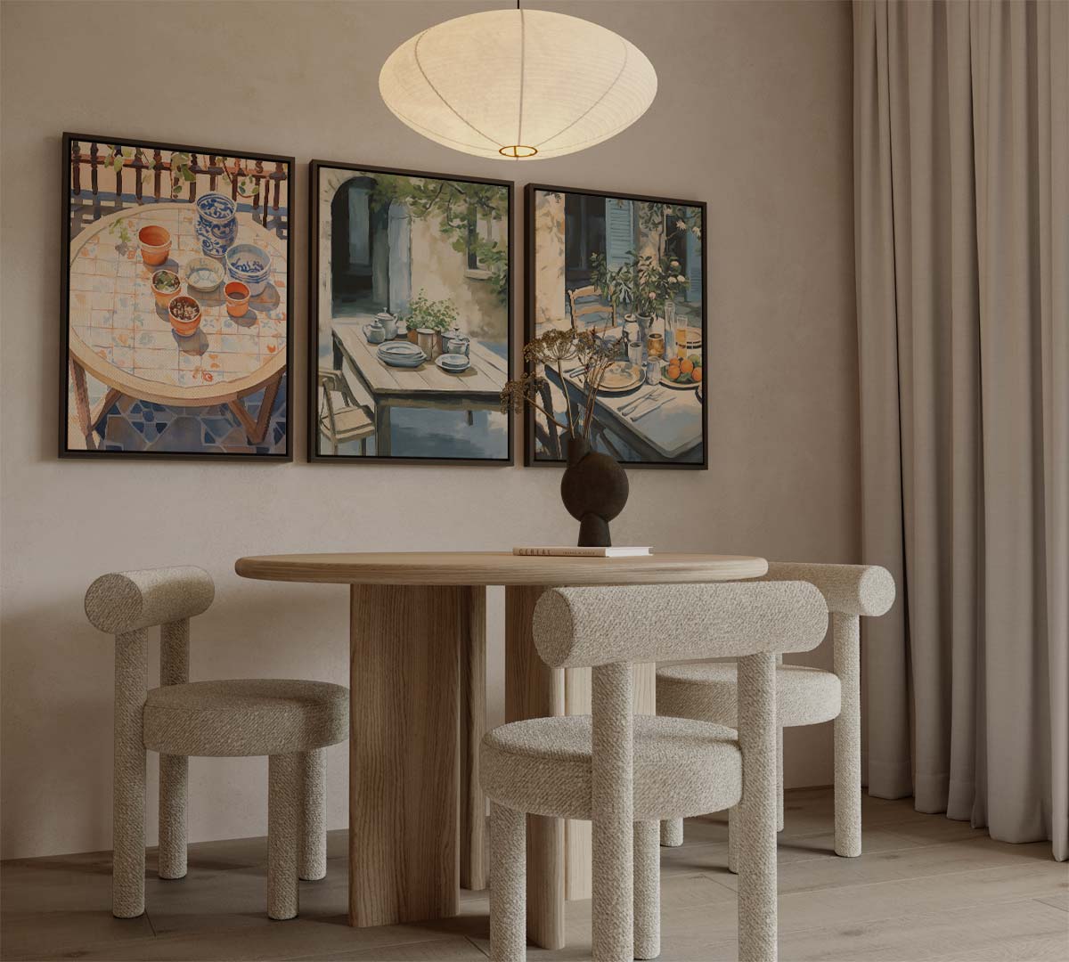 Mediterrane tafelscènes in olieverf Kunstwerk-canvas-dibond-plexiglas-wanddecoratie-WallArtistic