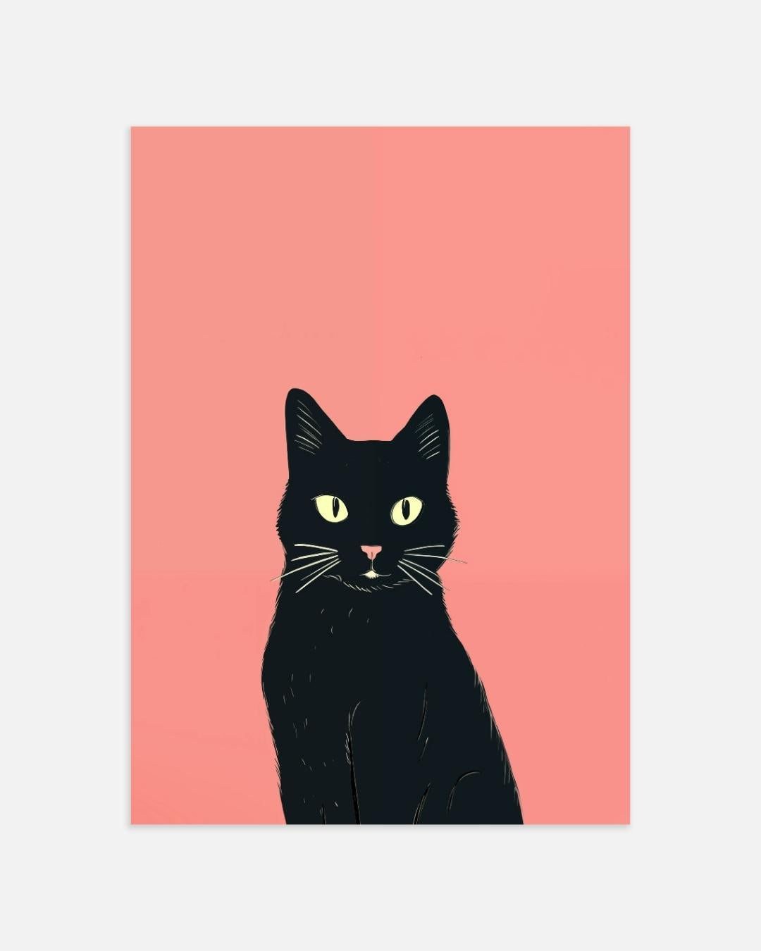 Schwarze Katze auf rosa Hintergrundplakat