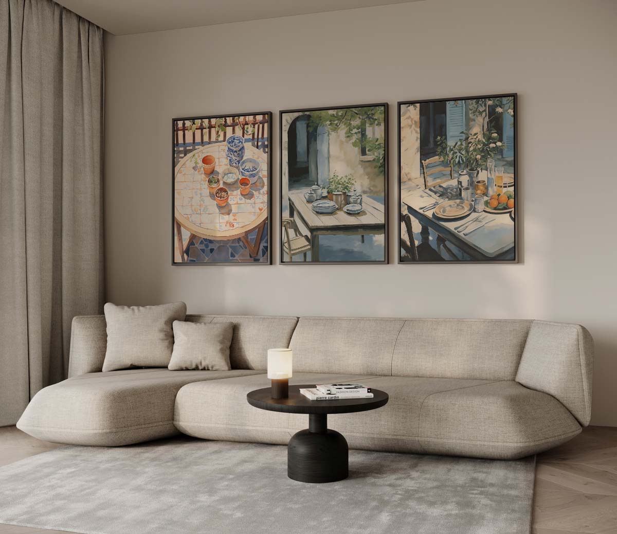 Mediterrane tafelscènes in olieverf Kunstwerk-canvas-dibond-plexiglas-wanddecoratie-WallArtistic