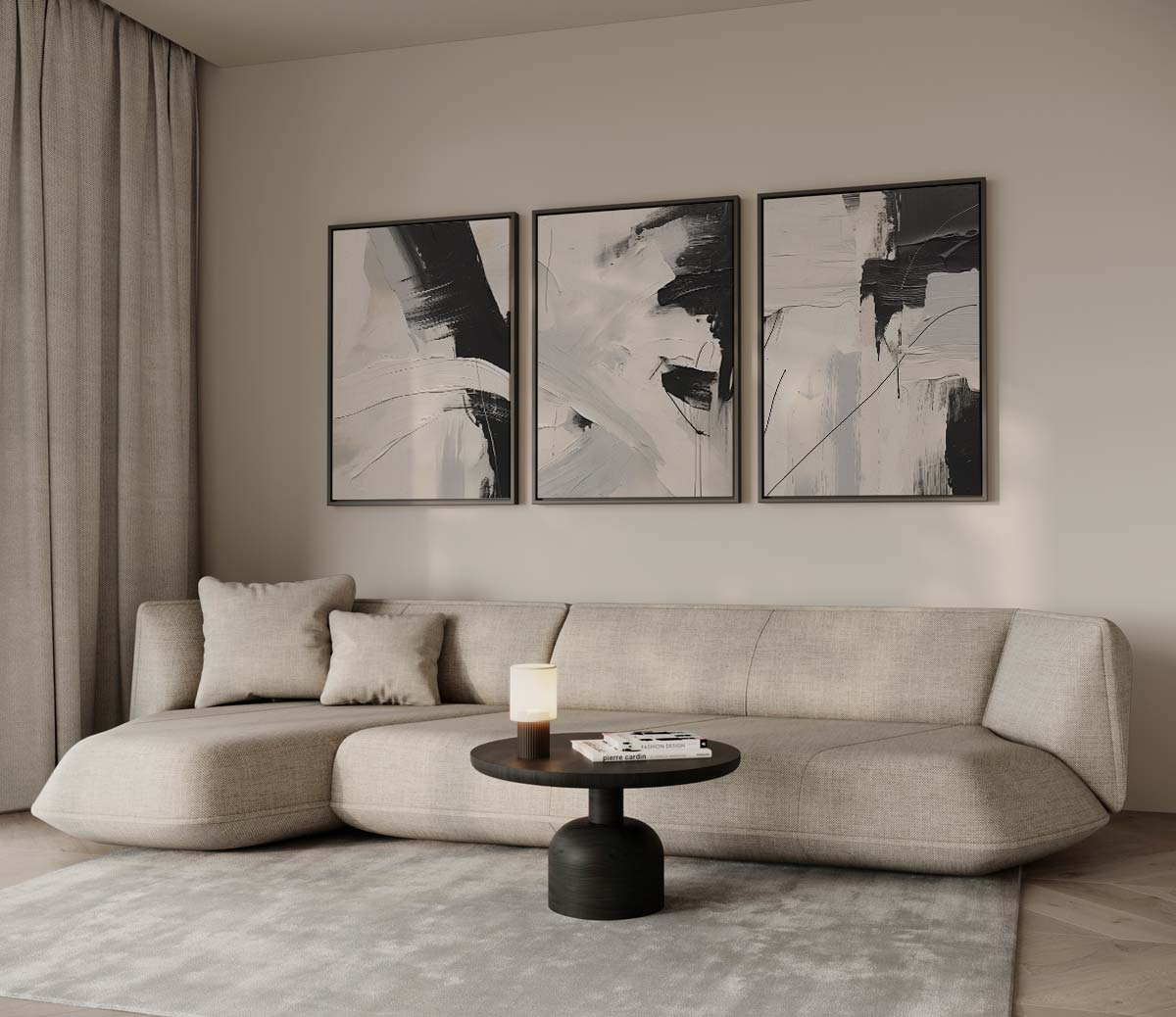 Dynamisch monochroom Kunstwerk-canvas-dibond-plexiglas-wanddecoratie-WallArtistic