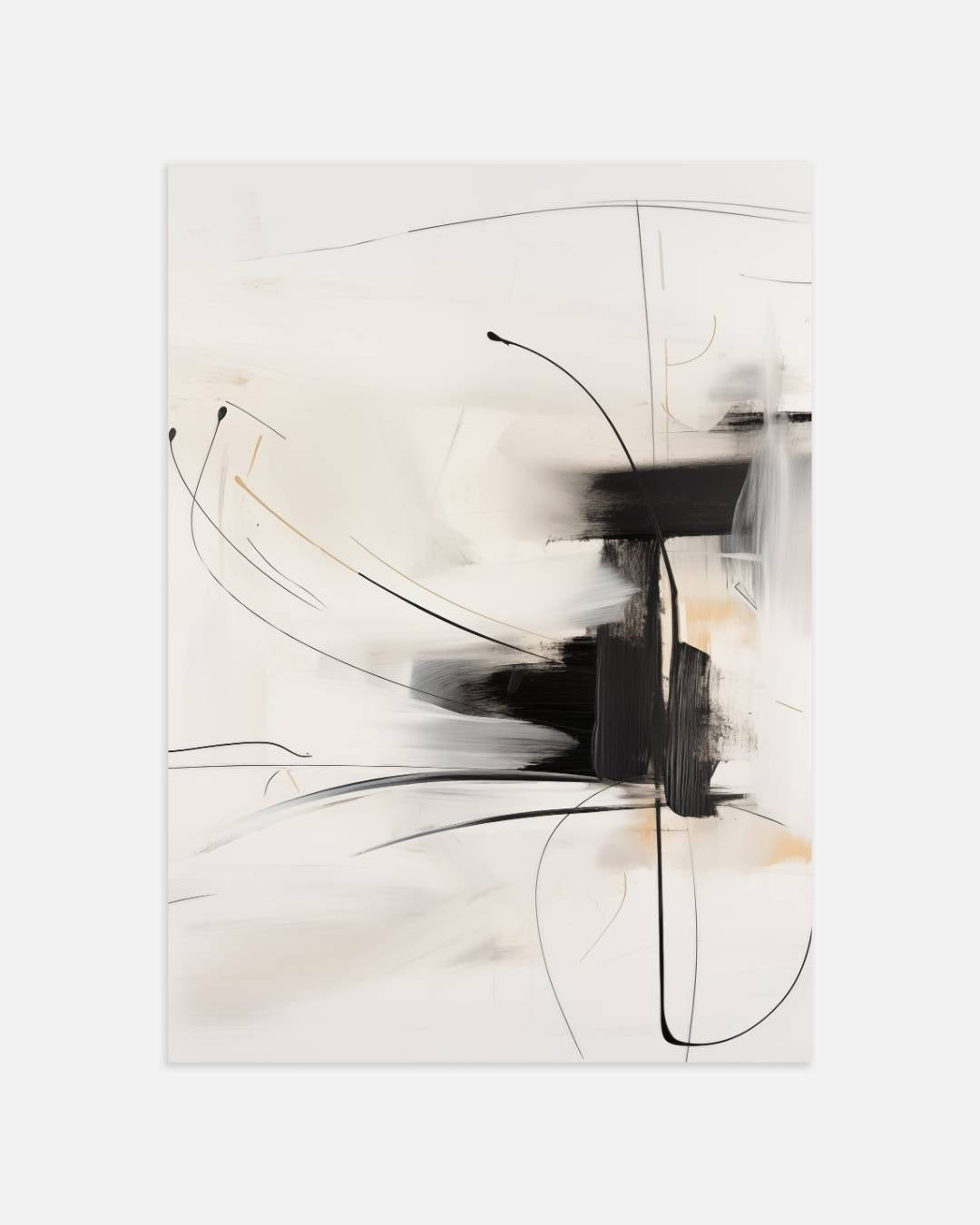 Dynamische abstractie in zwart en beige Poster