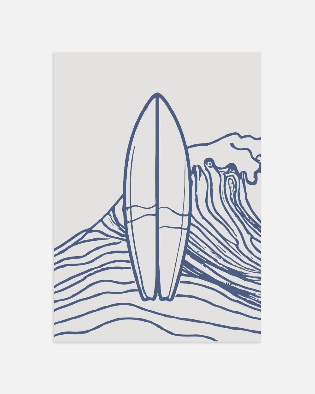 Surfplank en golven Poster