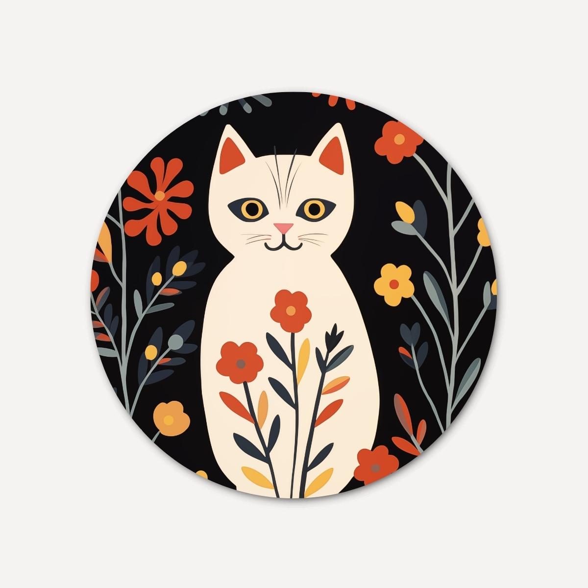 Bloemenkat Muurcirkel-WallArtistic