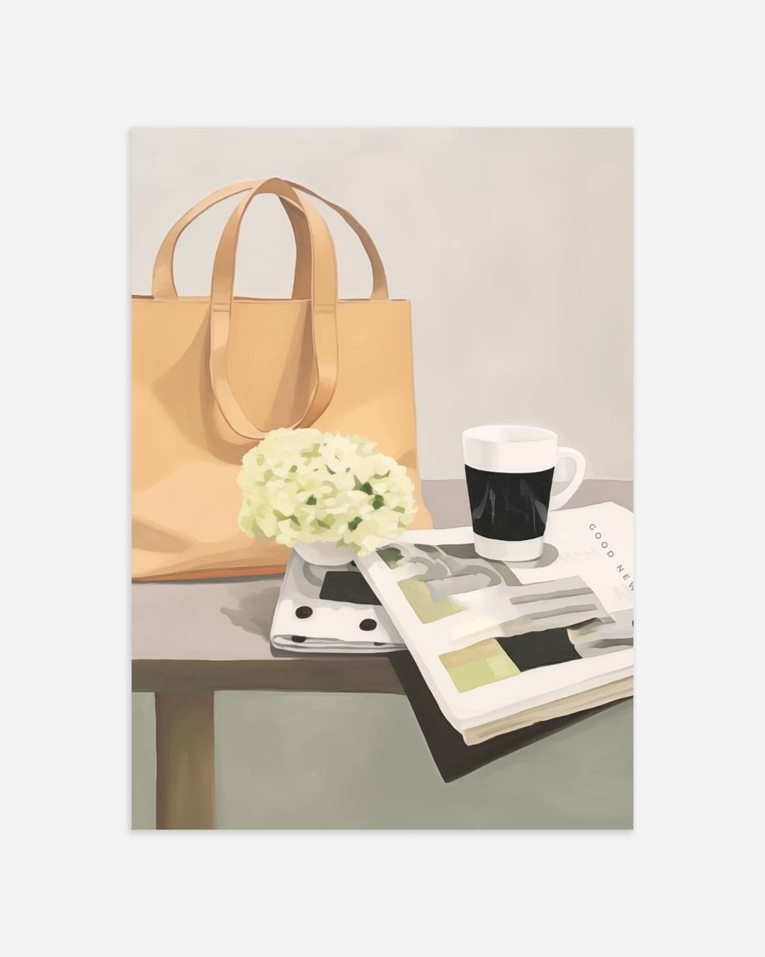 Beige tas en koffie Poster