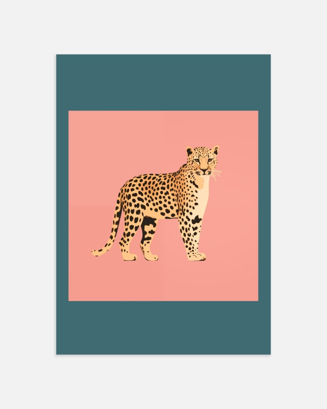 Poster mit Leopardenmuster auf rosa Hintergrund