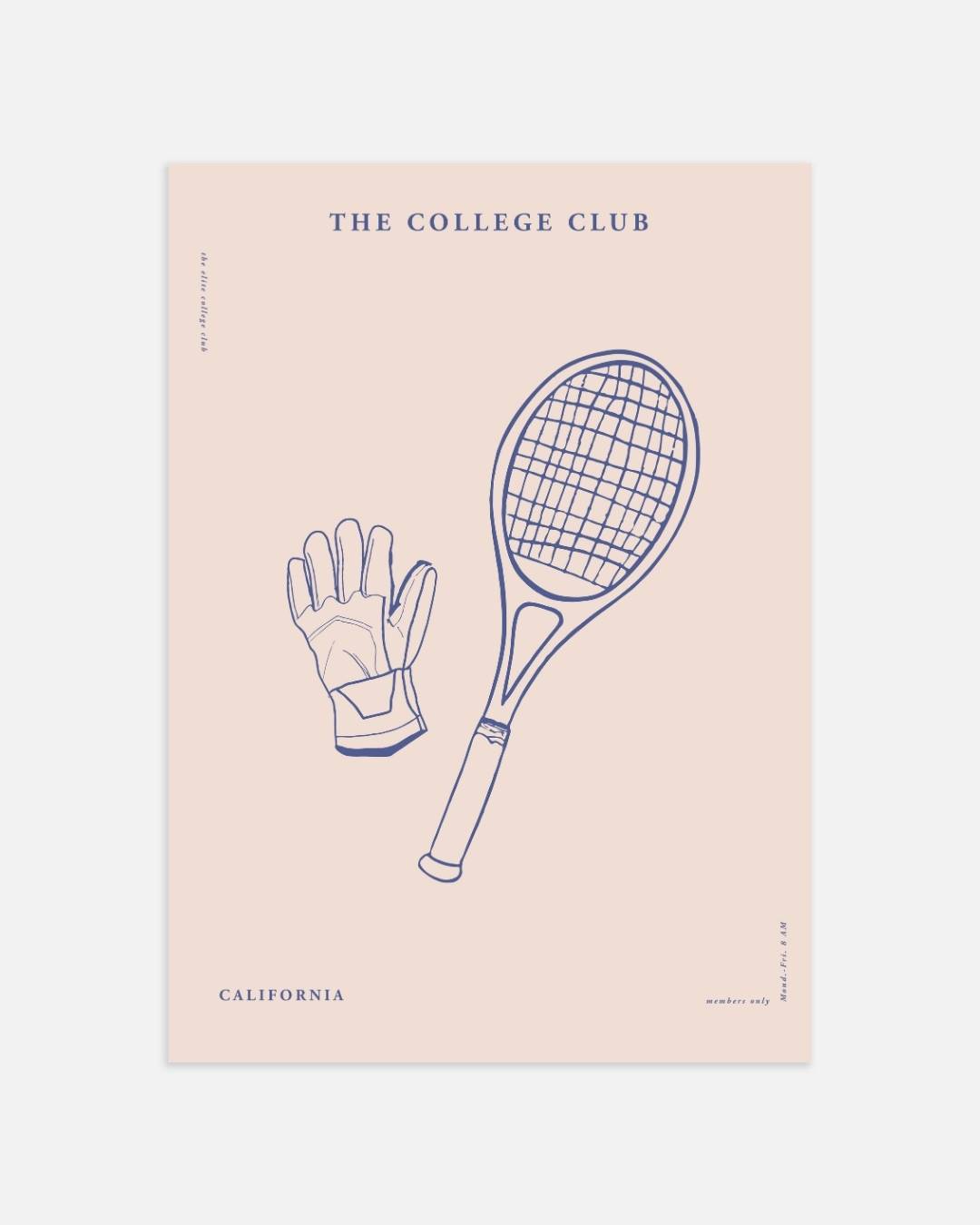 The College Club tennisracket en handschoen Poster