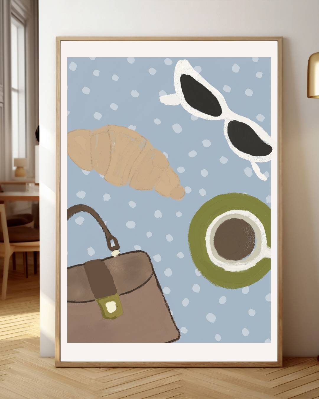 Koffie en croissant Poster