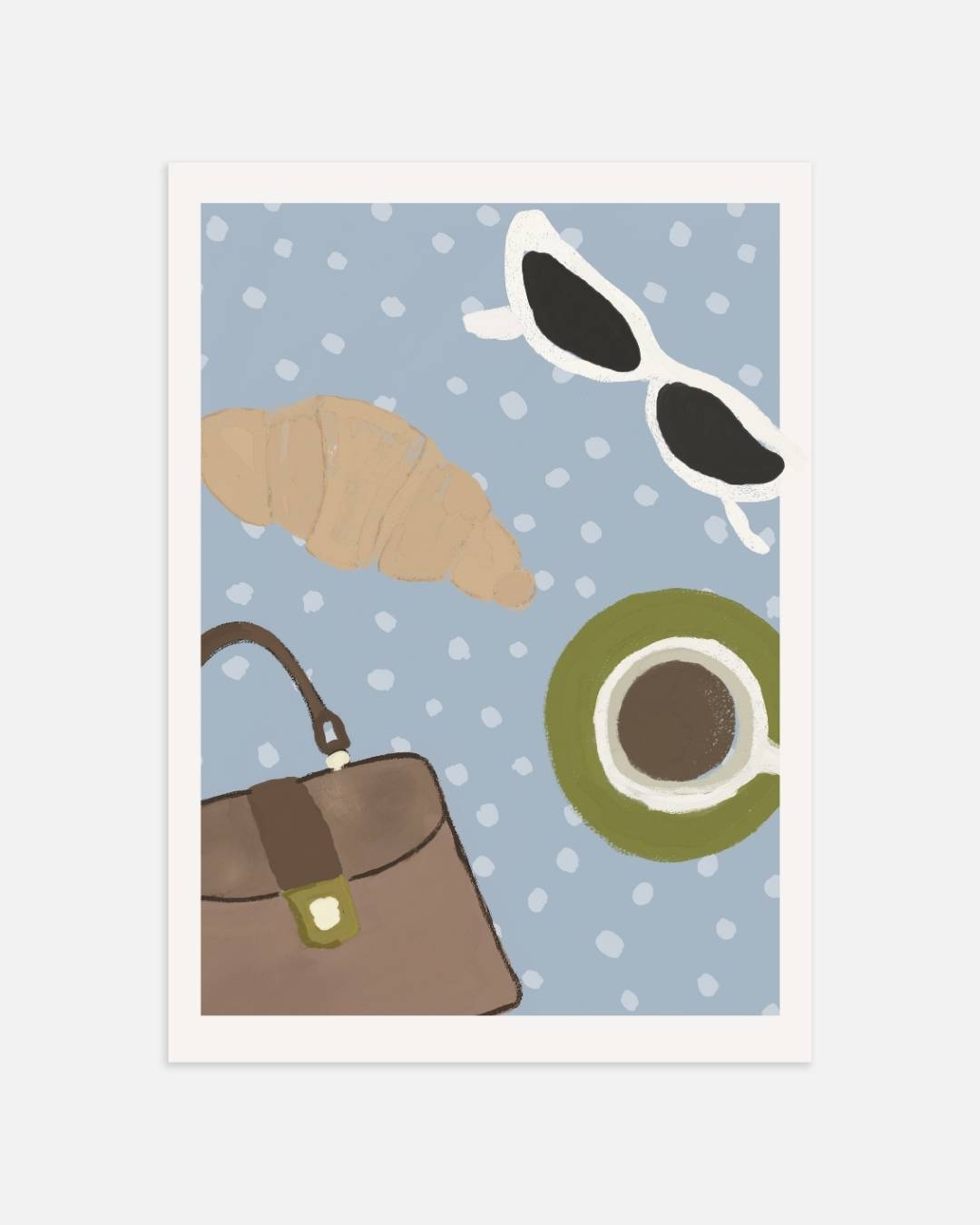 Koffie en croissant Poster