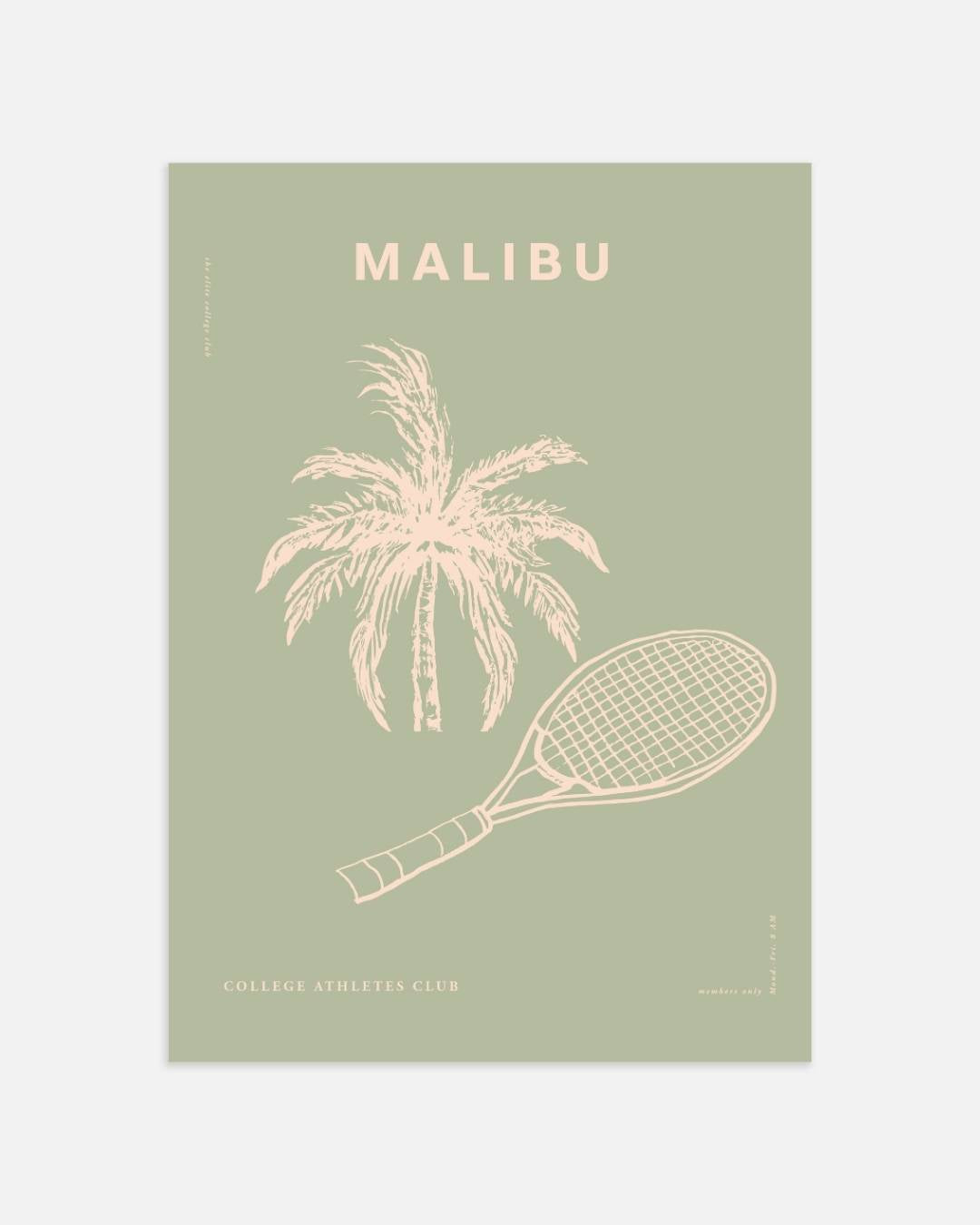 Malibu tennisracket en palmboom Poster