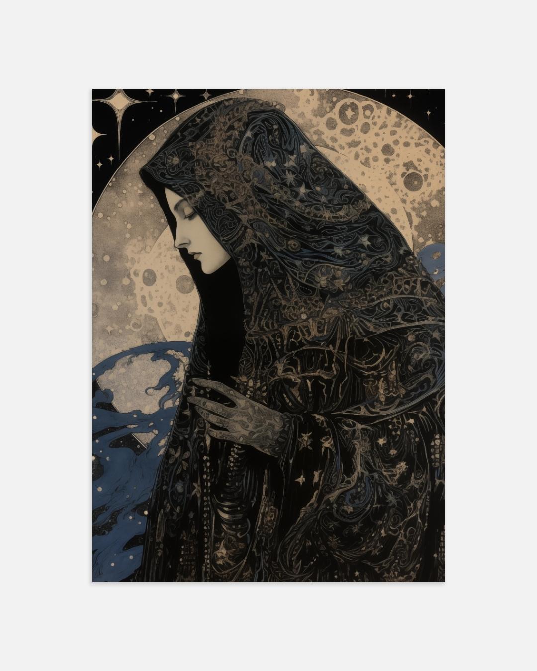 Mysterieuze vrouw in de nacht Poster