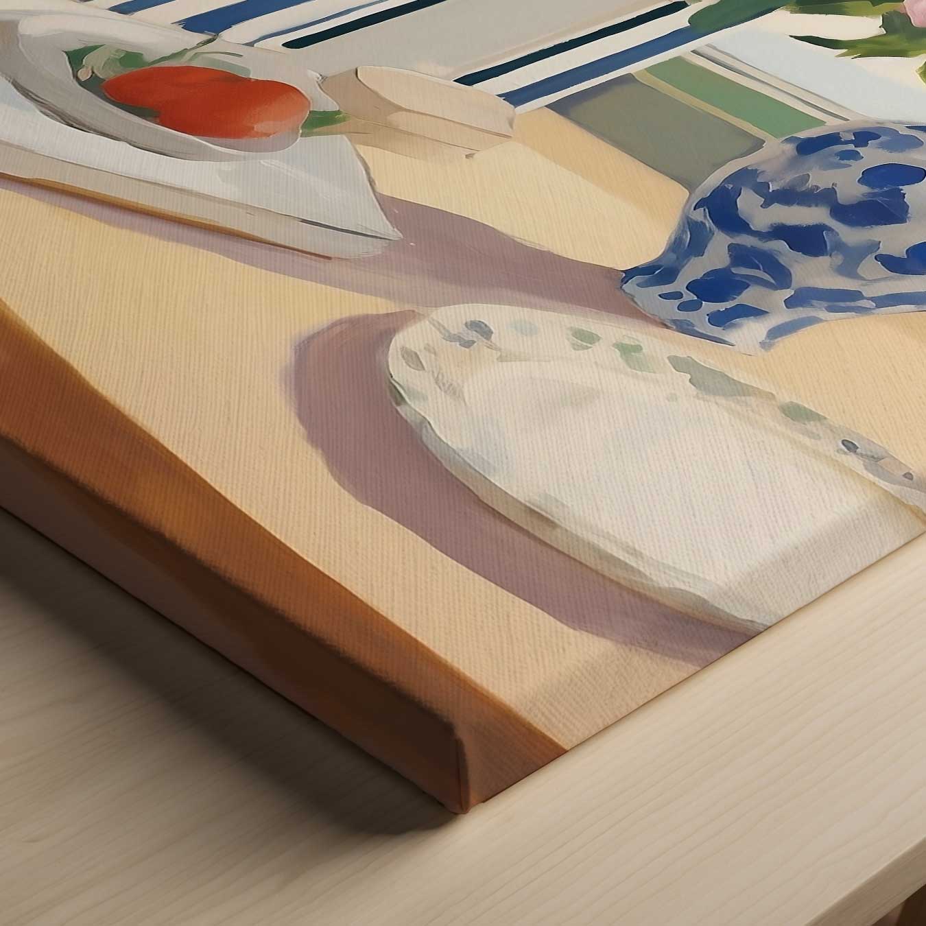 Zomerlicht aan tafel Kunstwerk-canvas-dibond-plexiglas-wanddecoratie-WallArtistic