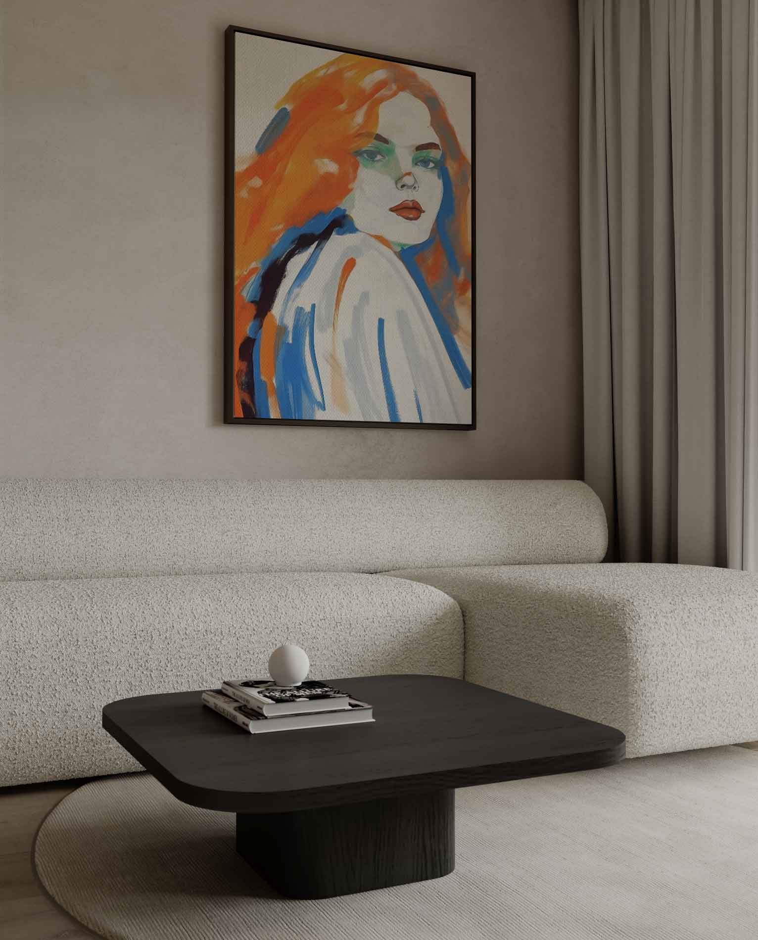 Sketch of a woman with orange hair