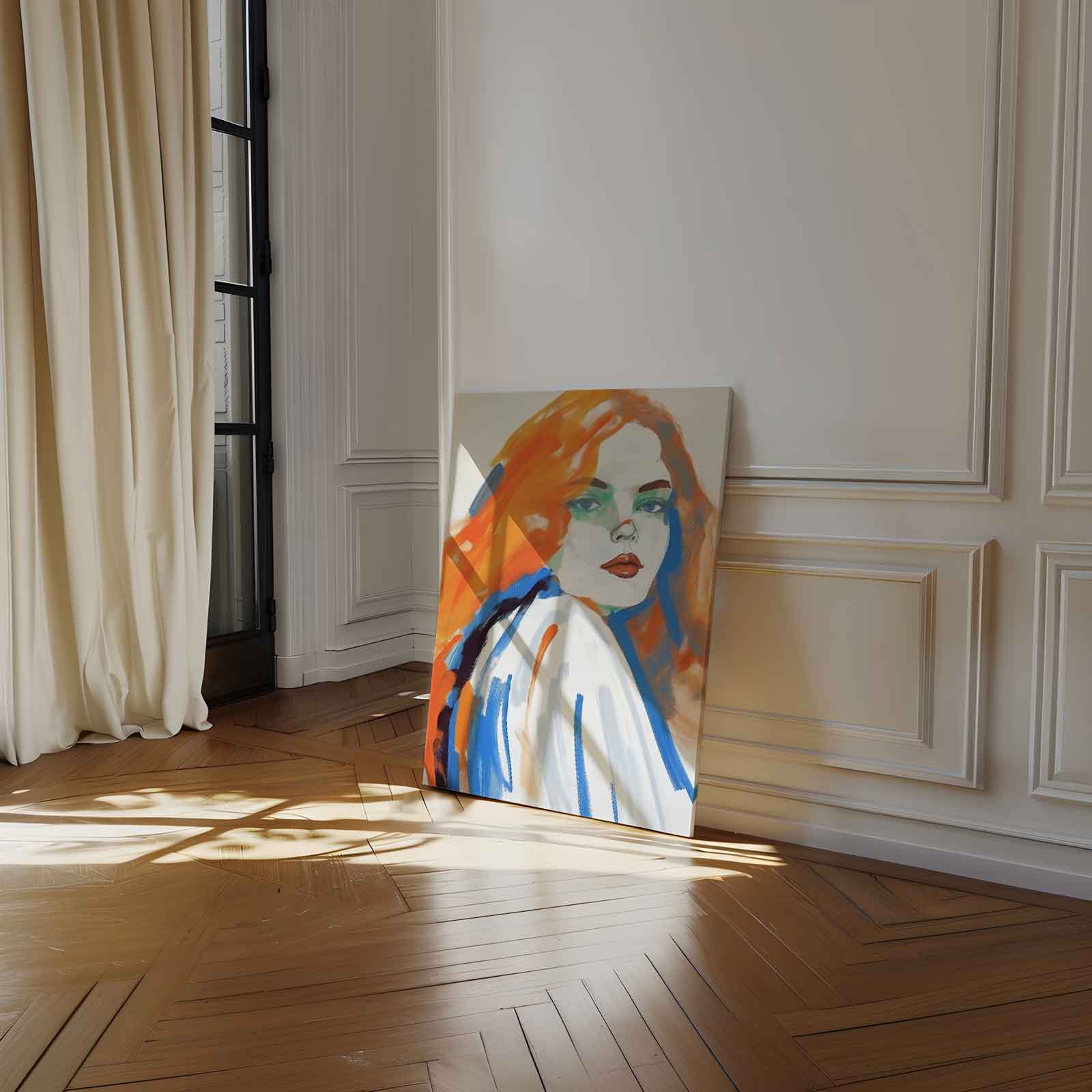 Sketch of a woman with orange hair