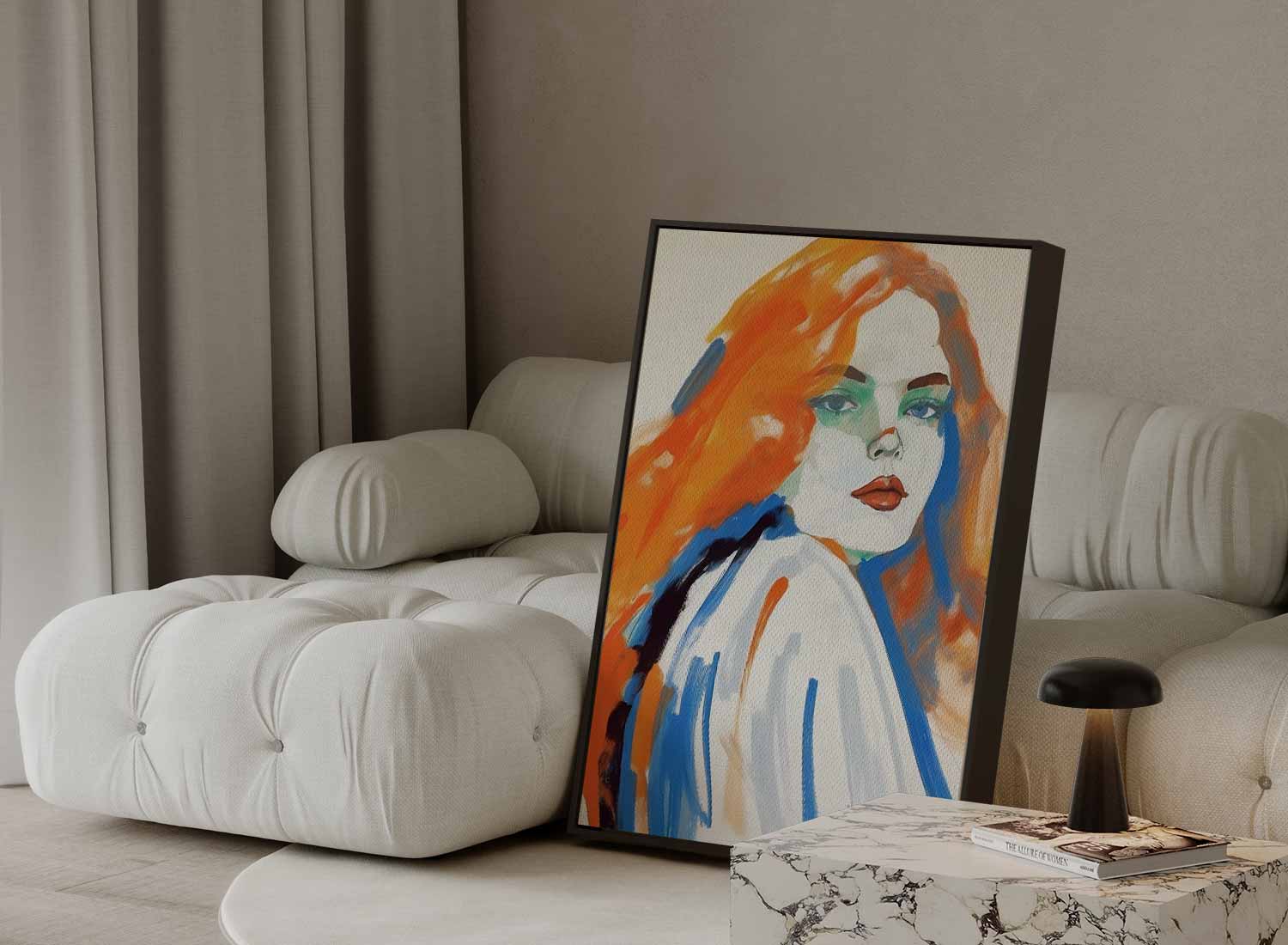 Sketch of a woman with orange hair