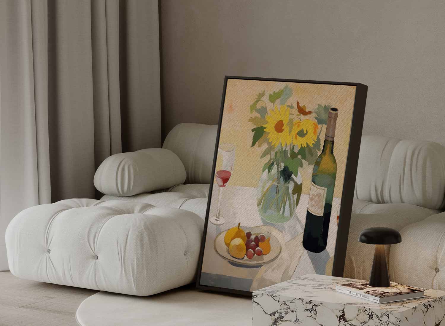 Zonnebloemen op tafel