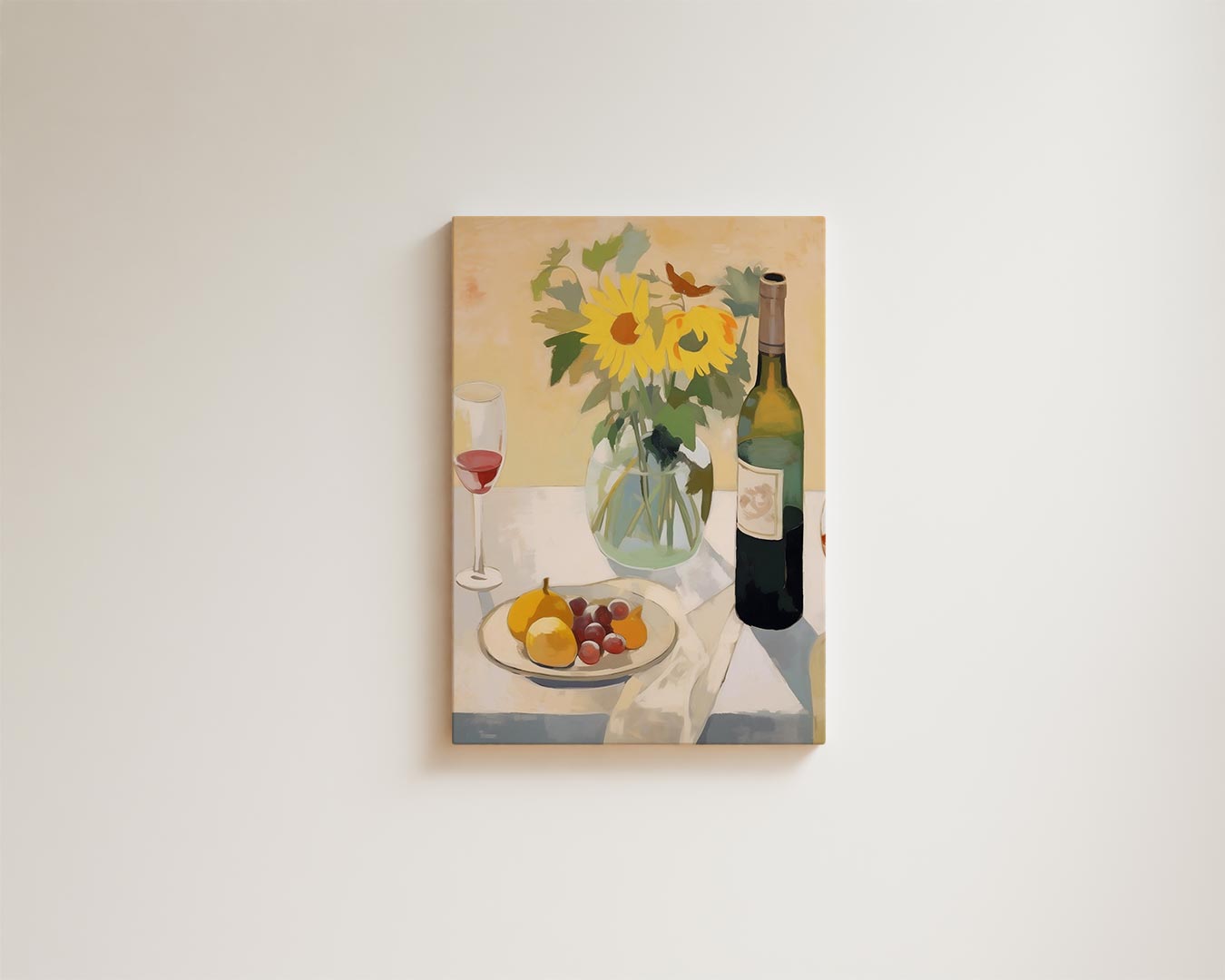 Zonnebloemen op tafel