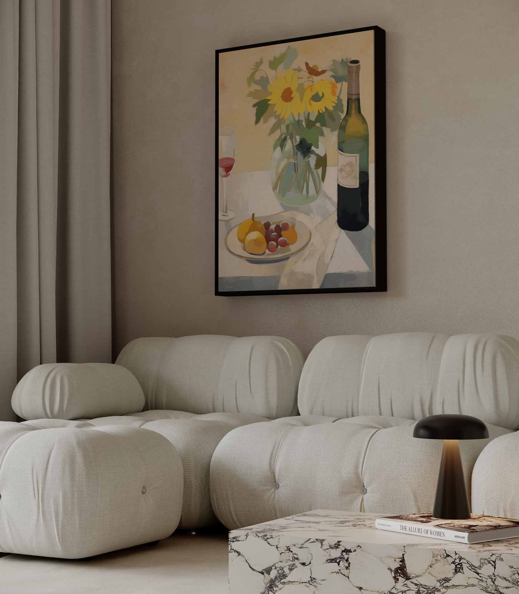 Zonnebloemen op tafel