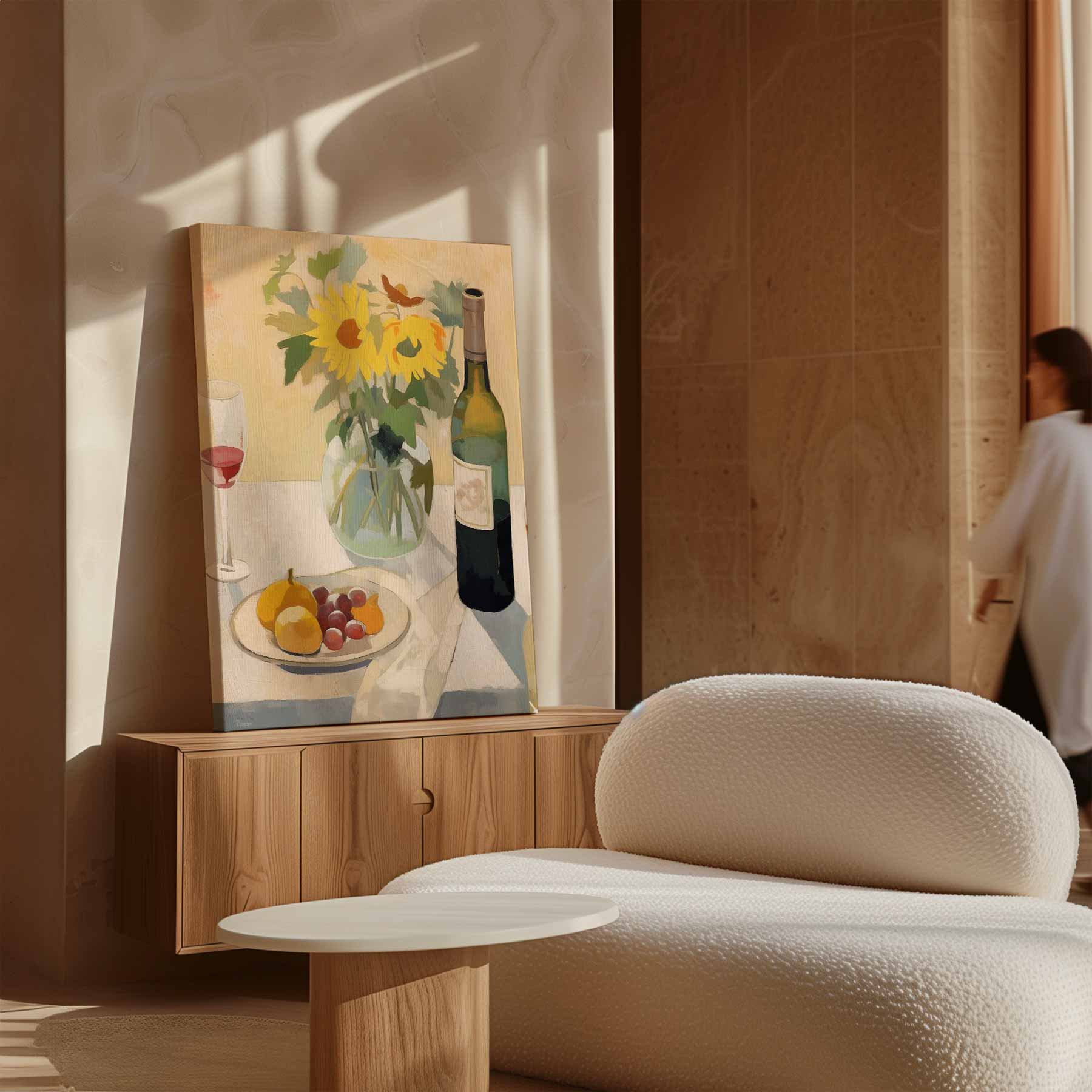 Zonnebloemen op tafel