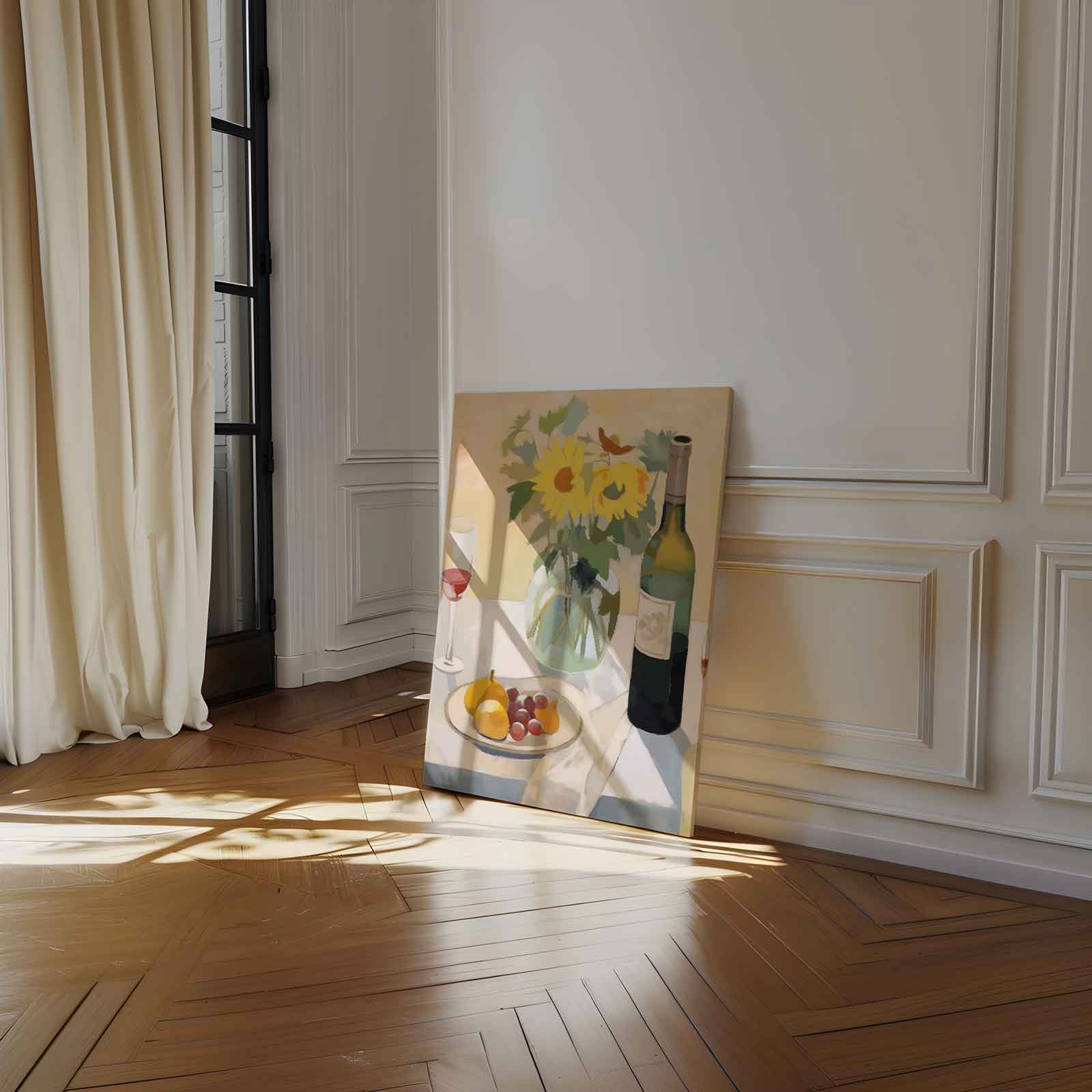 Zonnebloemen op tafel