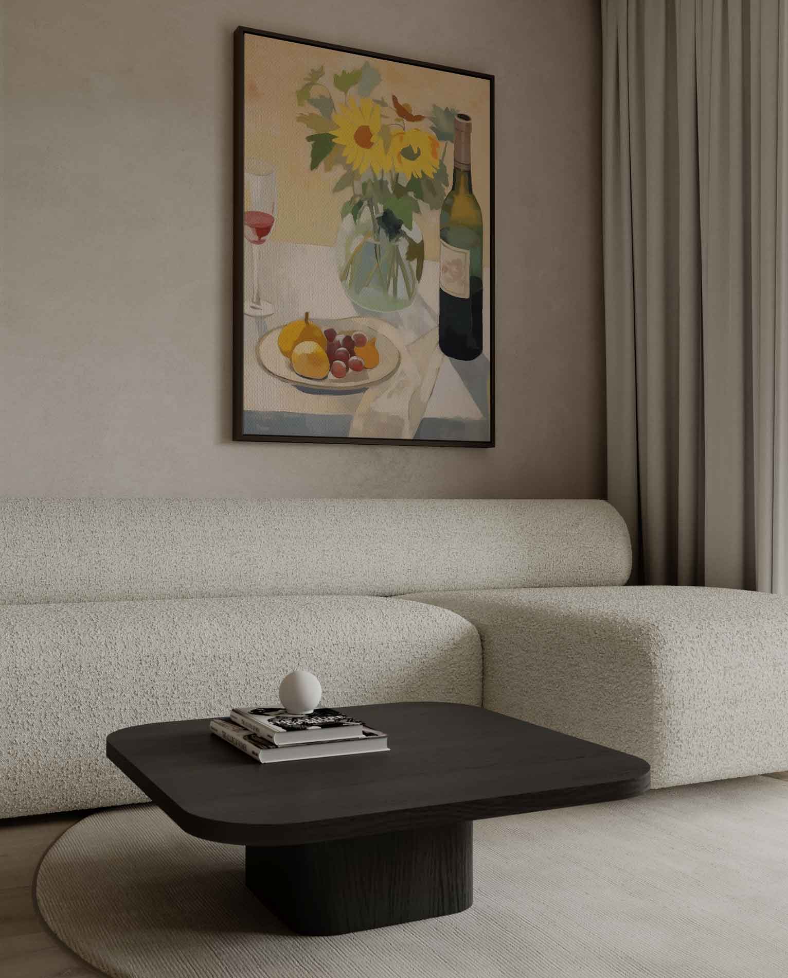 Zonnebloemen op tafel