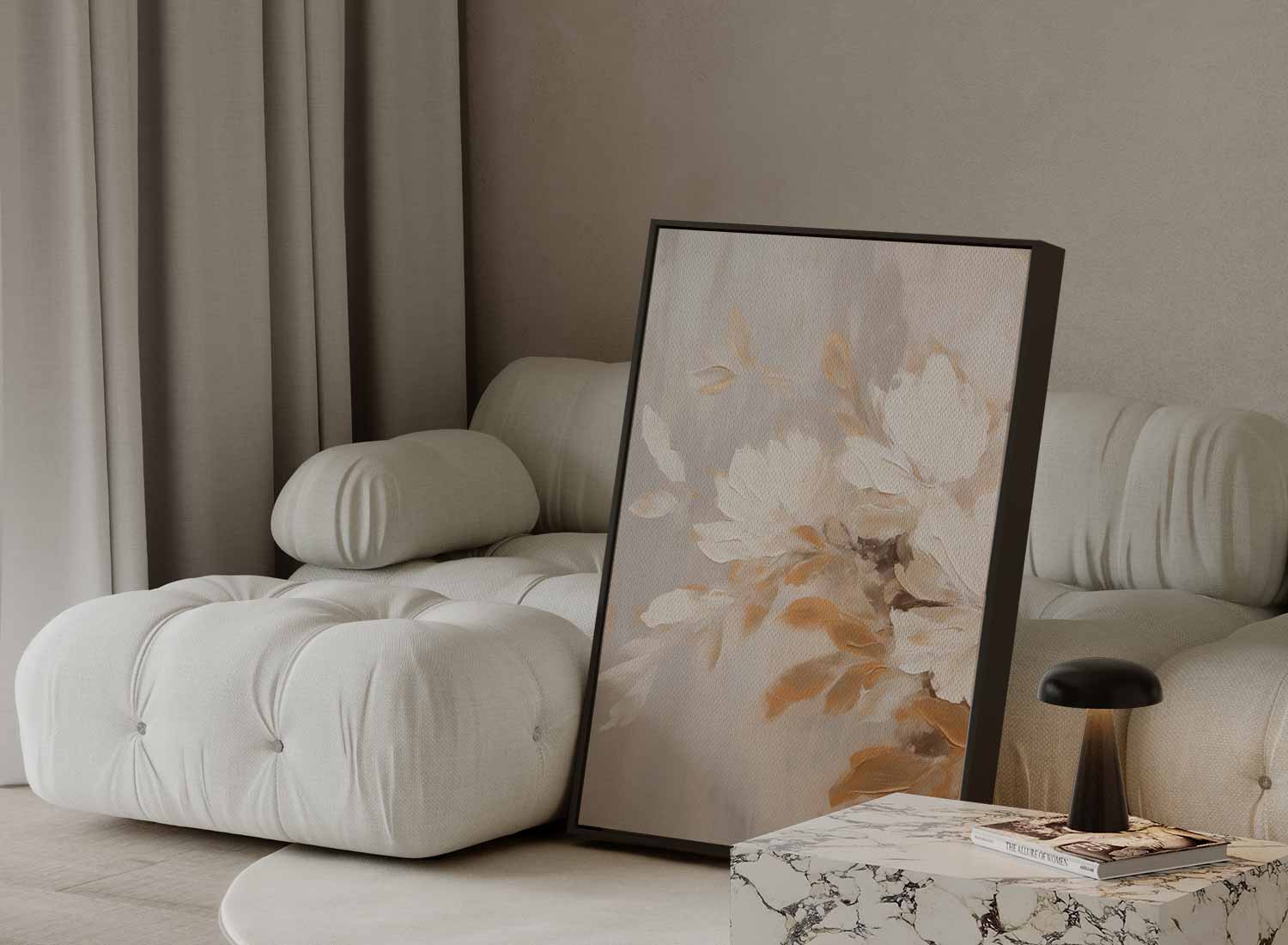 Zachte bloemen in beige