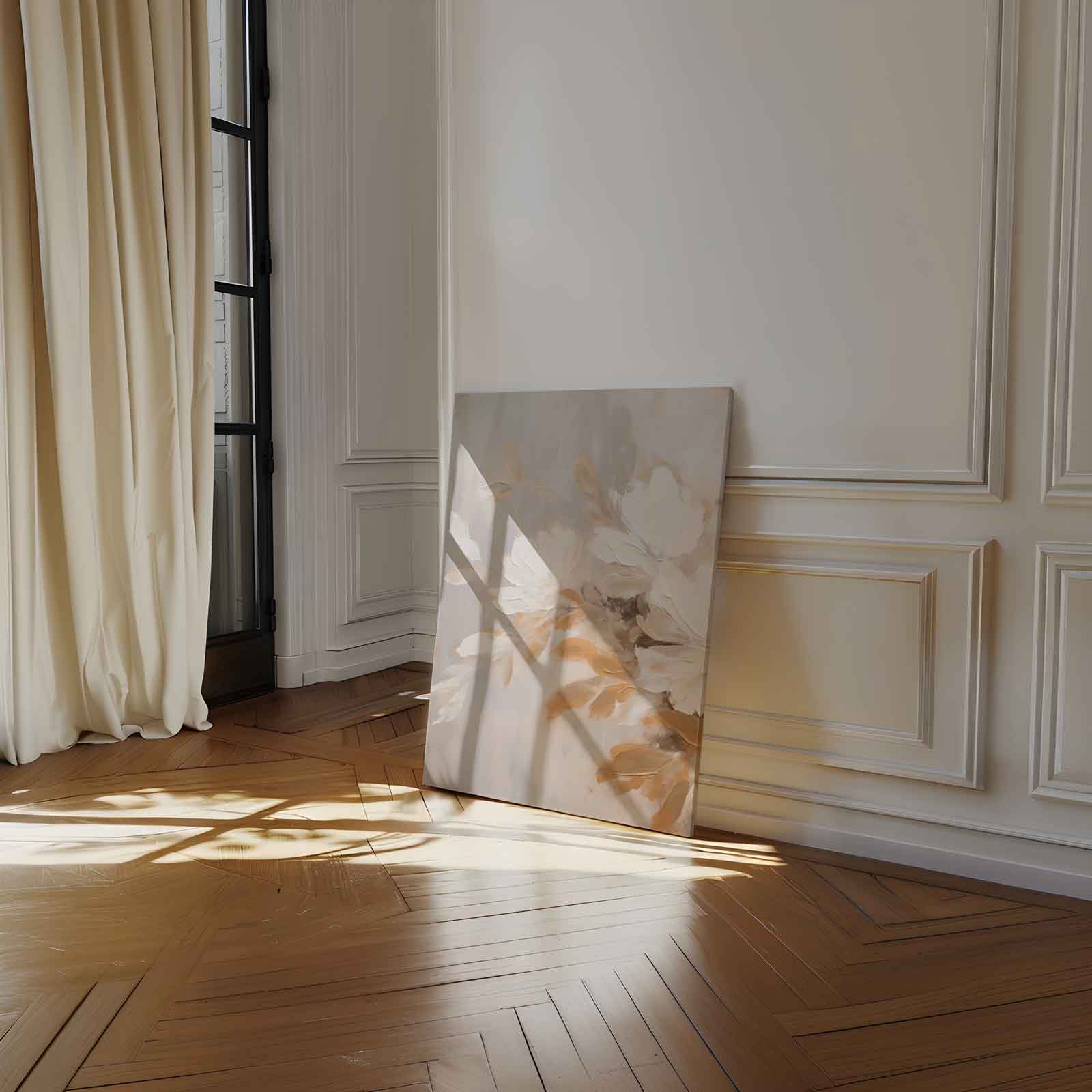 Zachte bloemen in beige